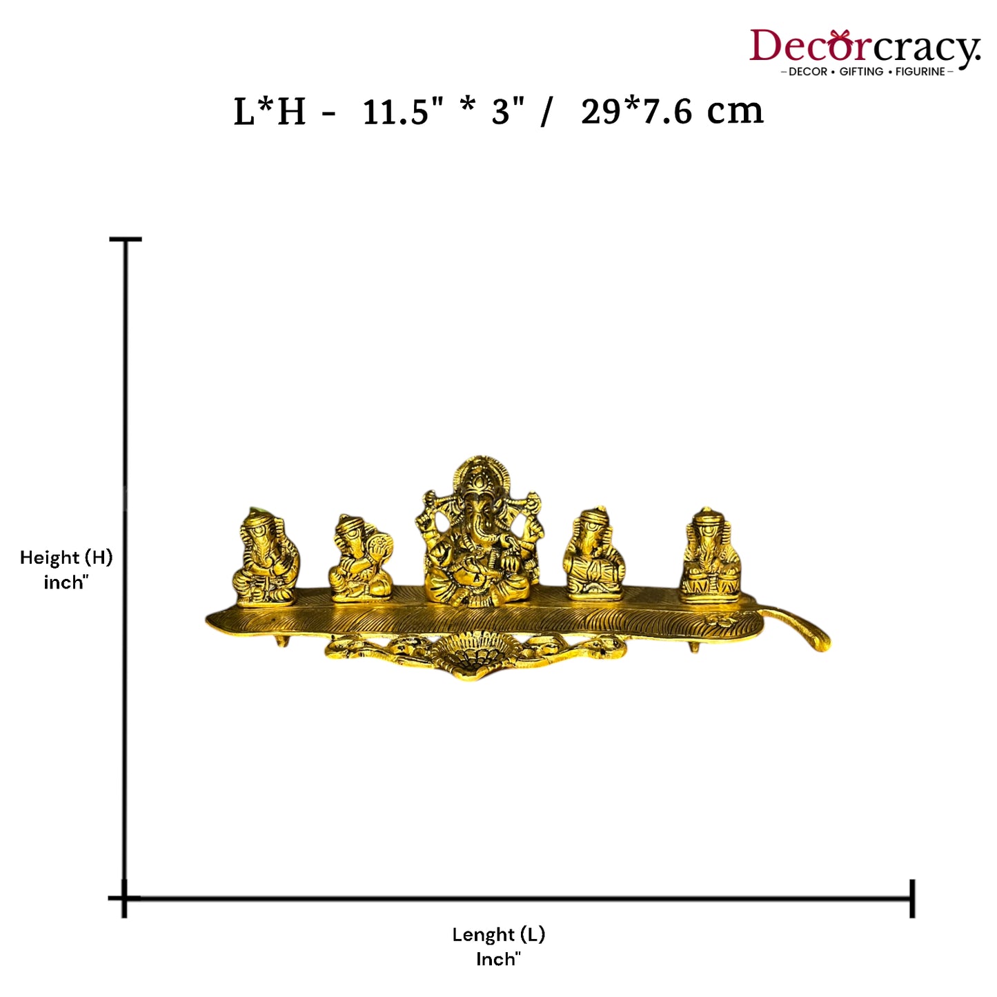 5 Ganesh Oil Deepak with Musical Instrument on Leaf Patta Ganesh Metal golden