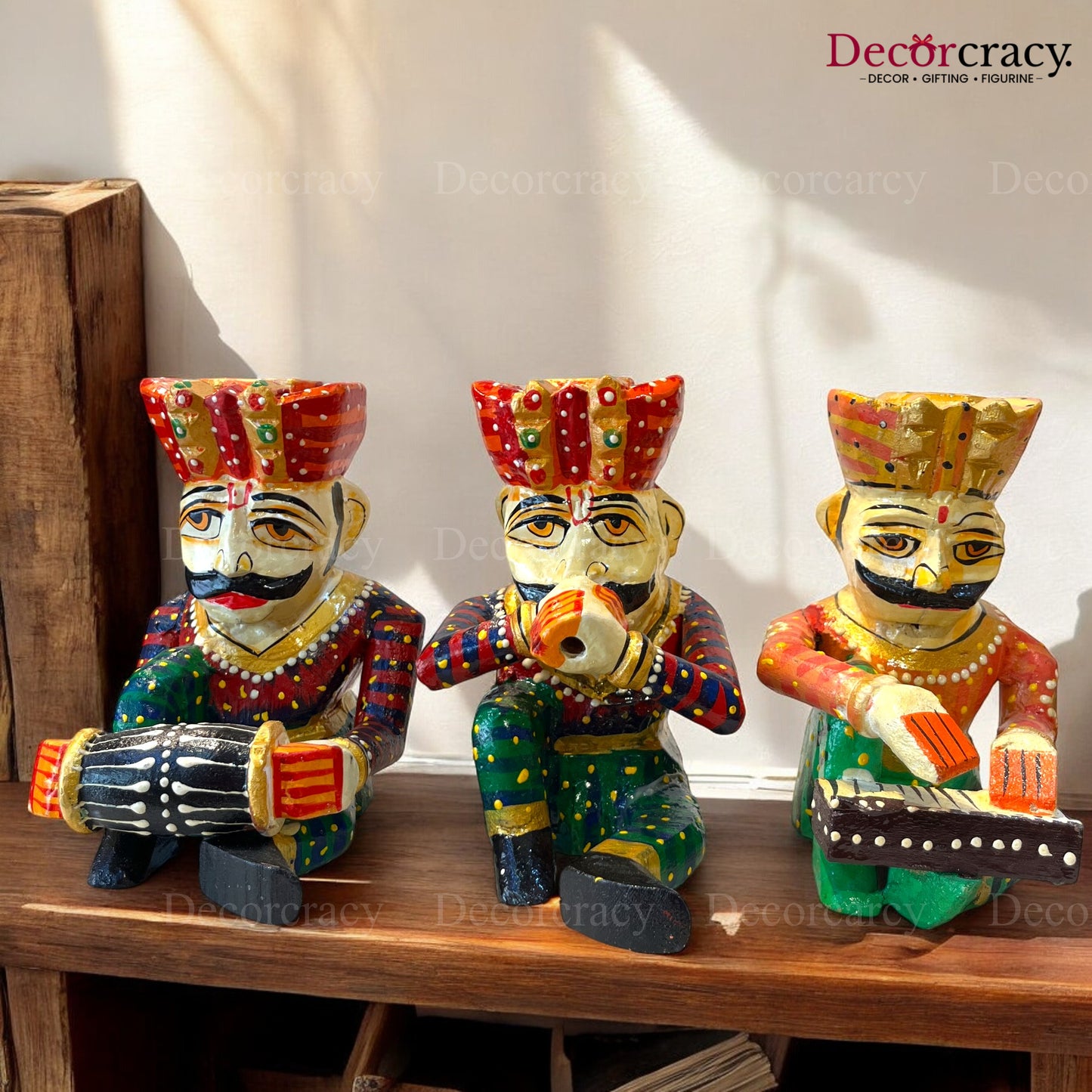 Rajasthani Musician Bawla Set Instrument Wooden Hand Painted 6"
