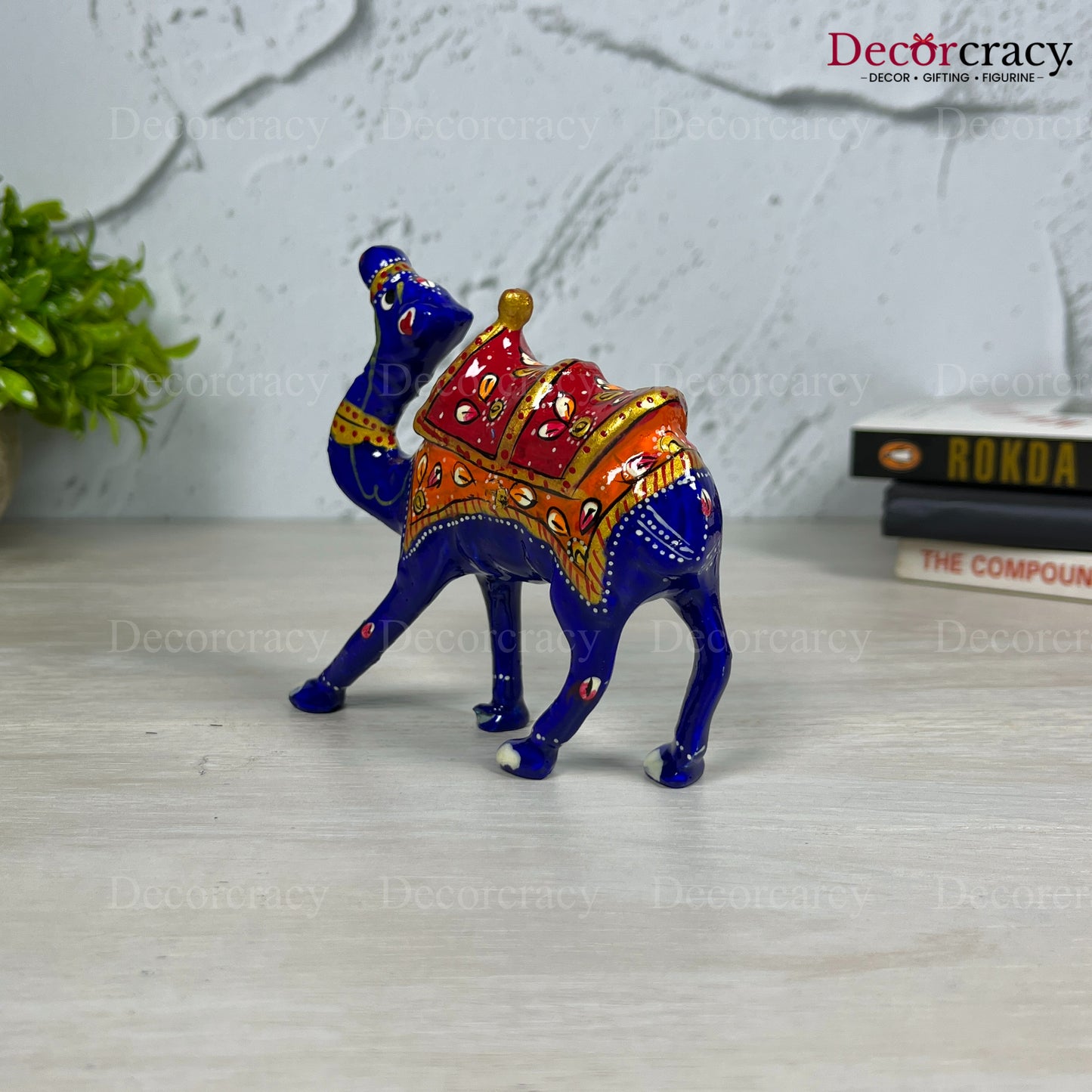 Camel 1Pc Metal Meenakari Art Hand Painted Animal Set Blue/Multi Med2