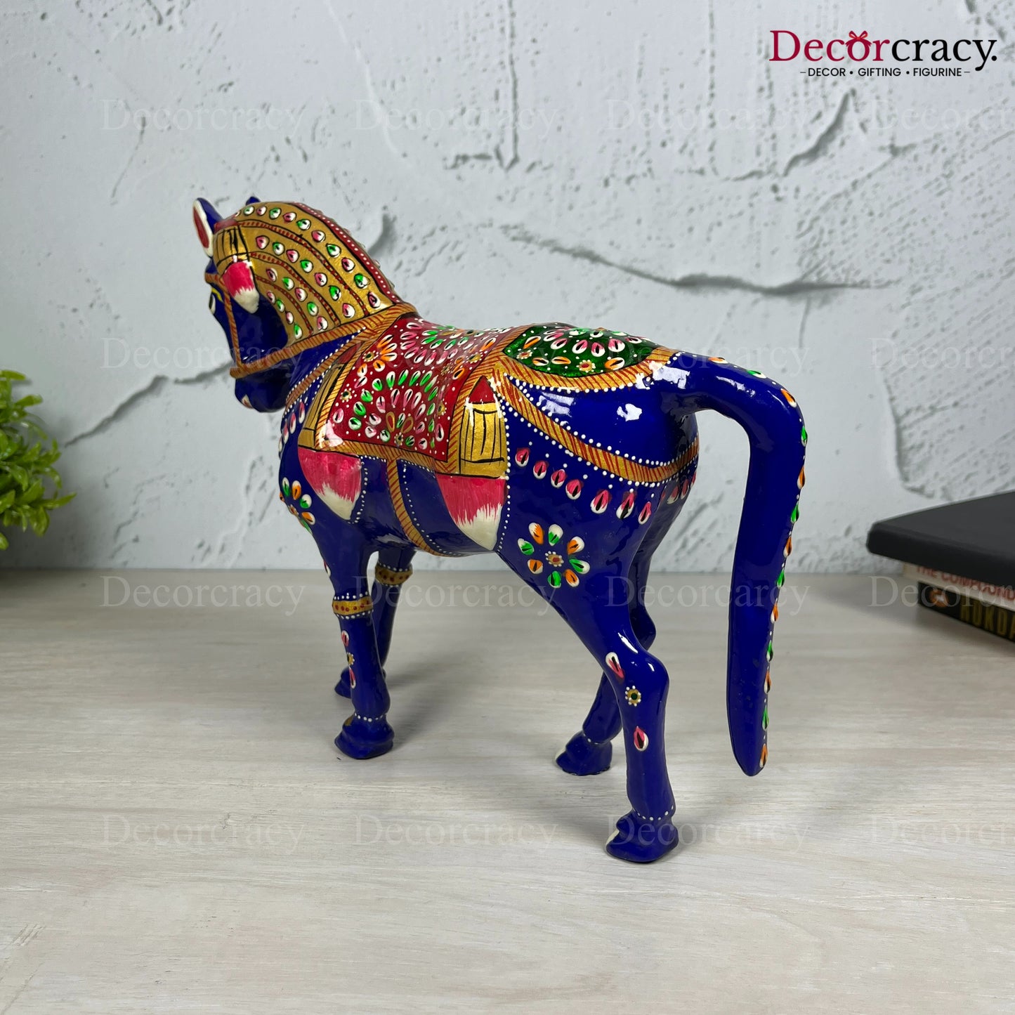 Horse 1Pc Metal Meenakari Art Hand Painted Animal Set Blue/Multi Medium
