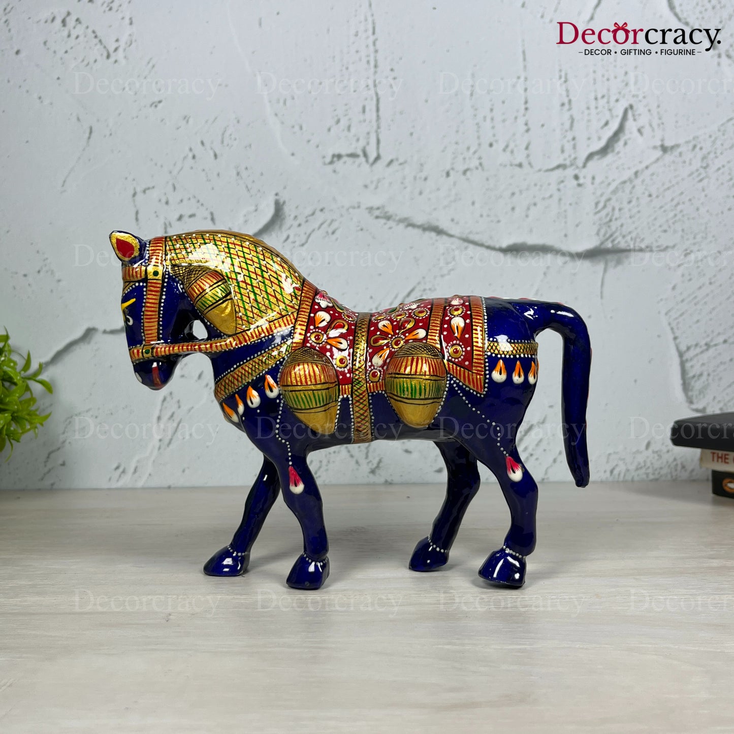 Horse 1Pc Metal Meenakari Art Hand Painted Animal Set Blue/Multi Small