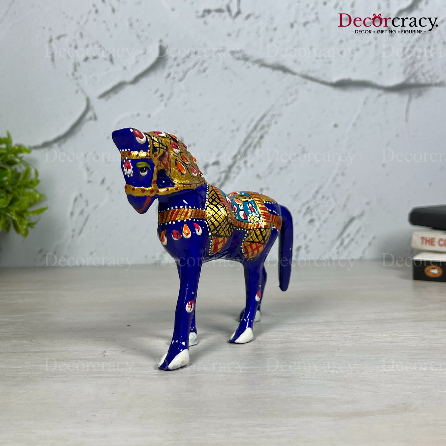 Horse 1Pc Metal Meenakari Art Hand Painted Animal Set Blue/Multi Medium