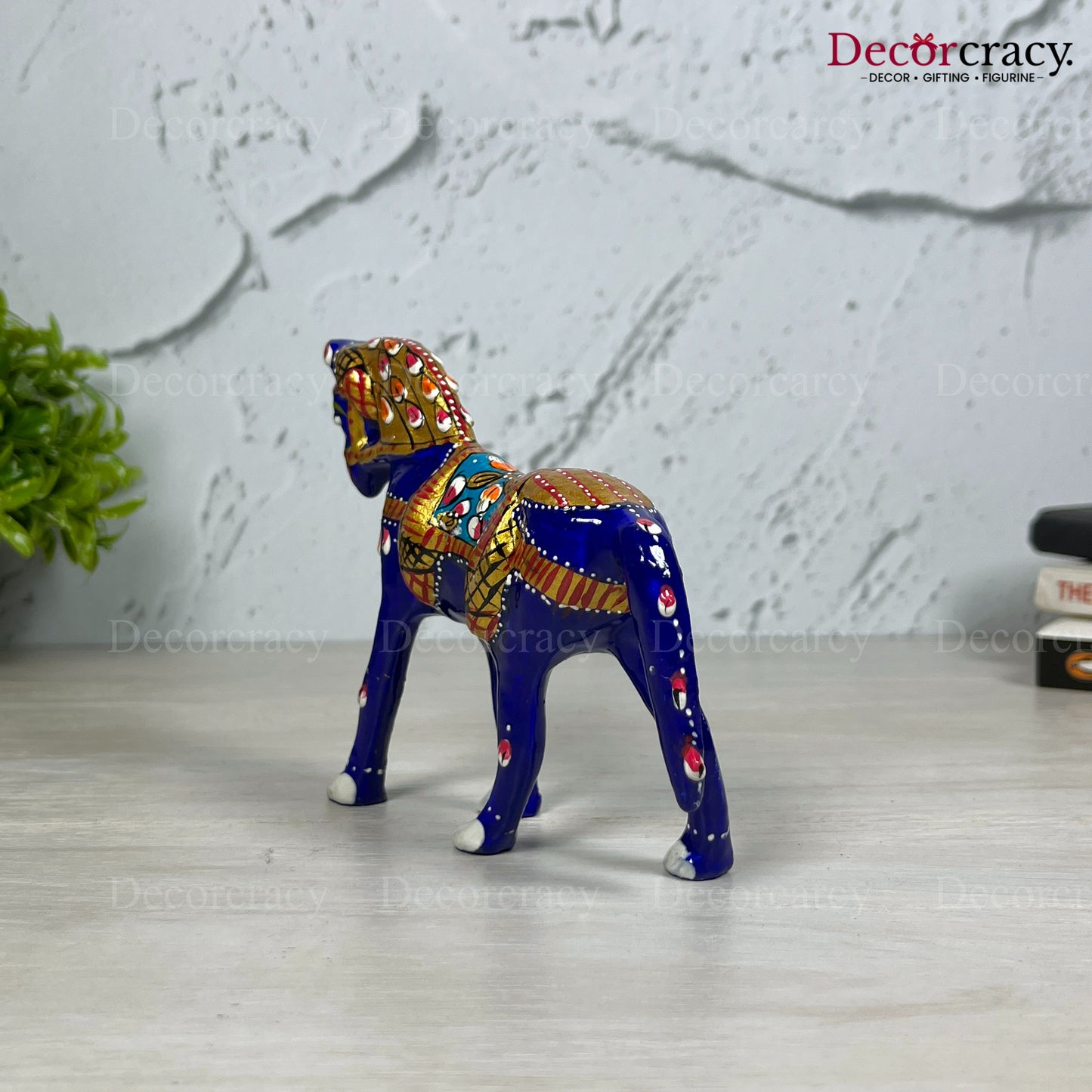 Horse 1Pc Metal Meenakari Art Hand Painted Animal Set Blue/Multi Medium