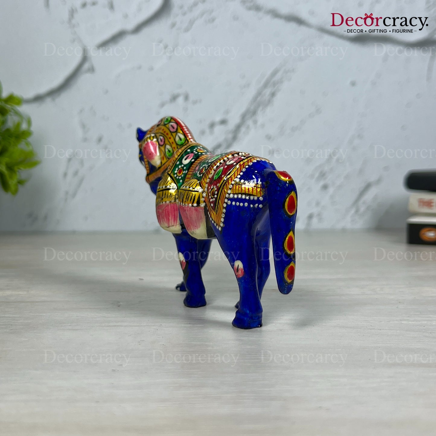 Horse 1Pc Metal Meenakari Art Hand Painted Animal Set Blue/Multi small