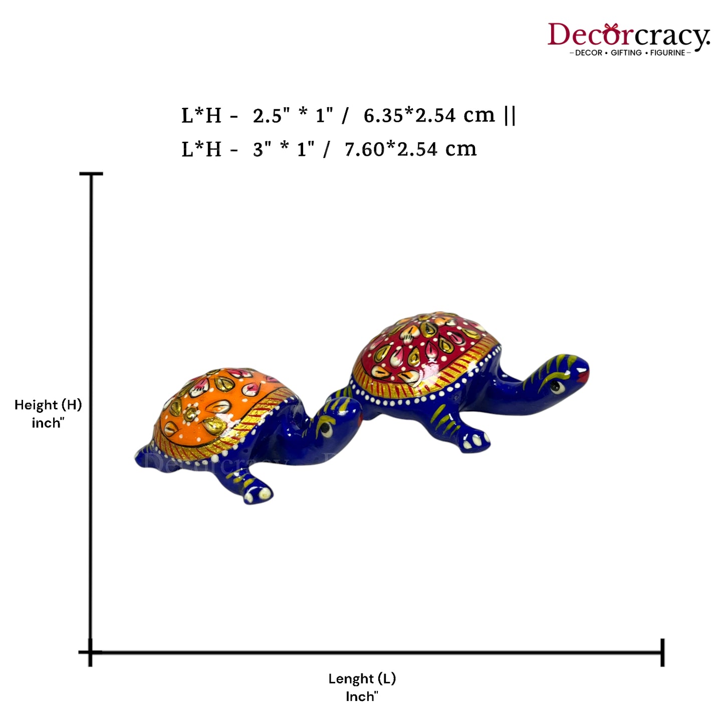 Tortoise 2Pc Metal Meenakari Art Hand Painted Animal Set Blue/Multi