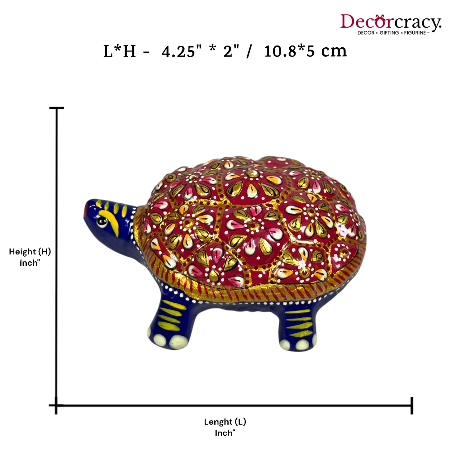 Tortoise 1Pc Metal Meenakari Art Hand Painted Animal Set Blue/Multi Large
