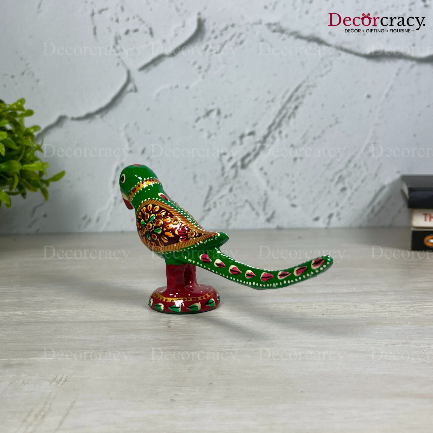 Parrot 1Pc Metal Meenakari Art Hand Painted Animal Set Green/Multi