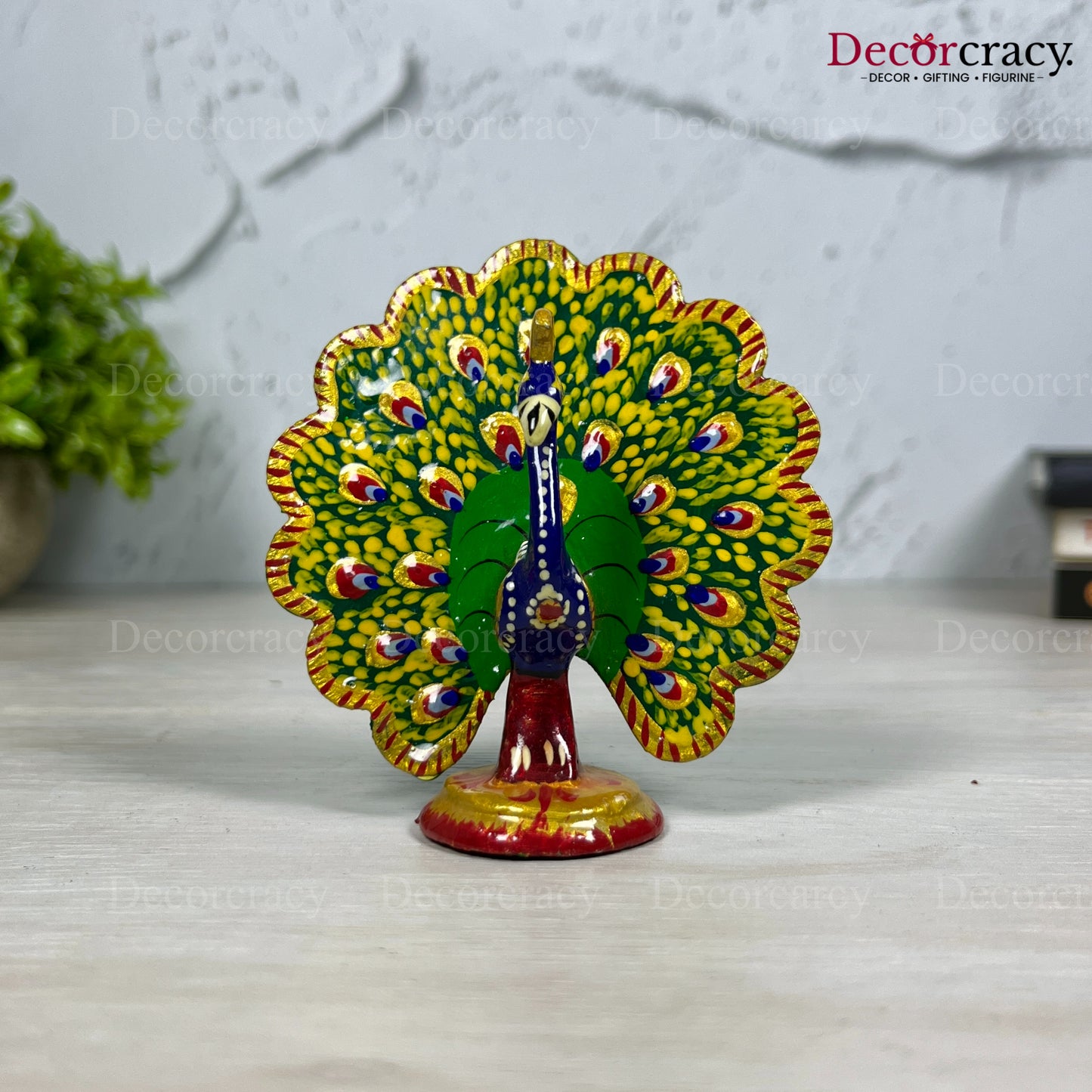 Peacock open 1Pc Metal Meenakari Art Hand Painted Animal Set multicolor Small