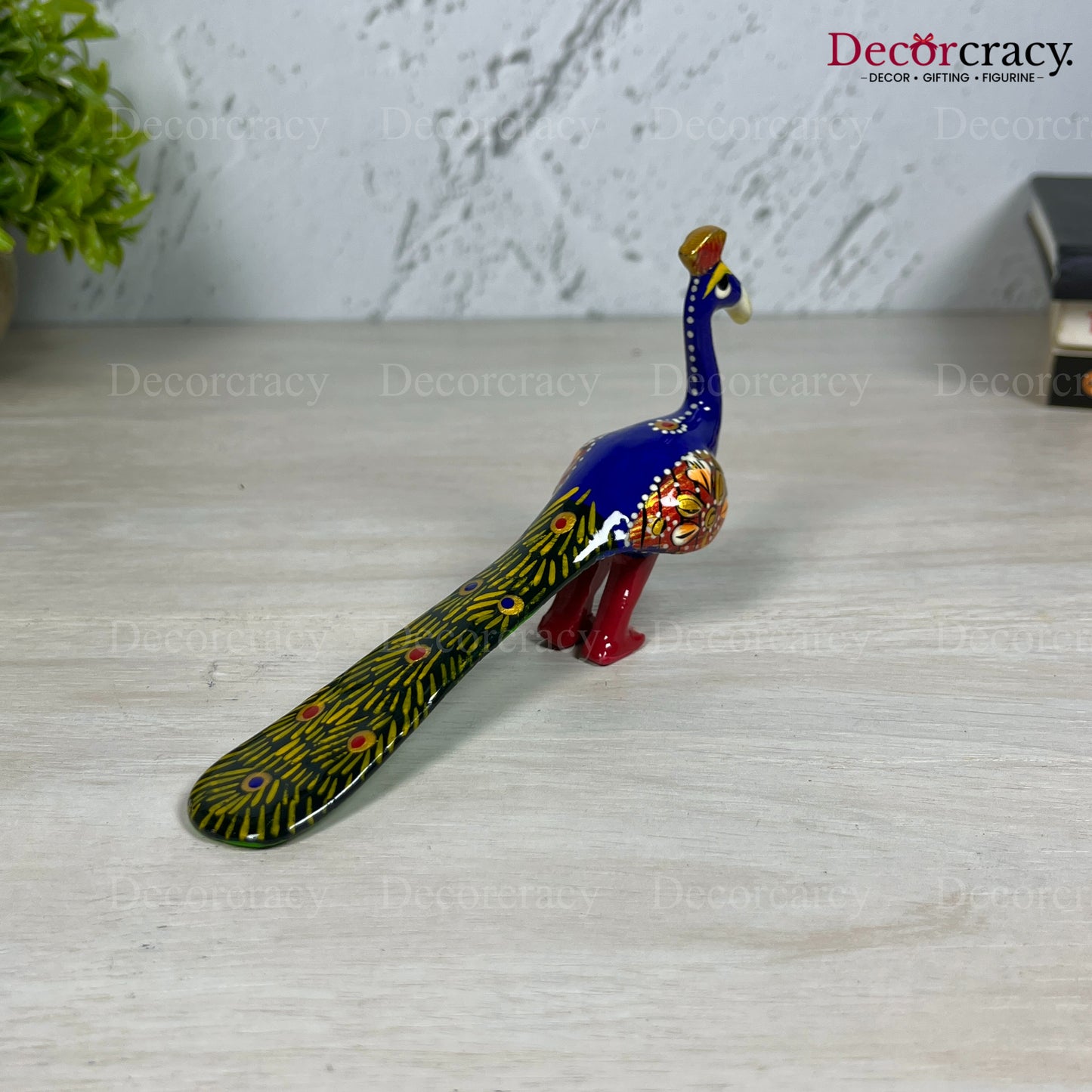 Peacock 1Pc Metal Meenakari Art Hand Painted Animal Set Blue/Multi Small