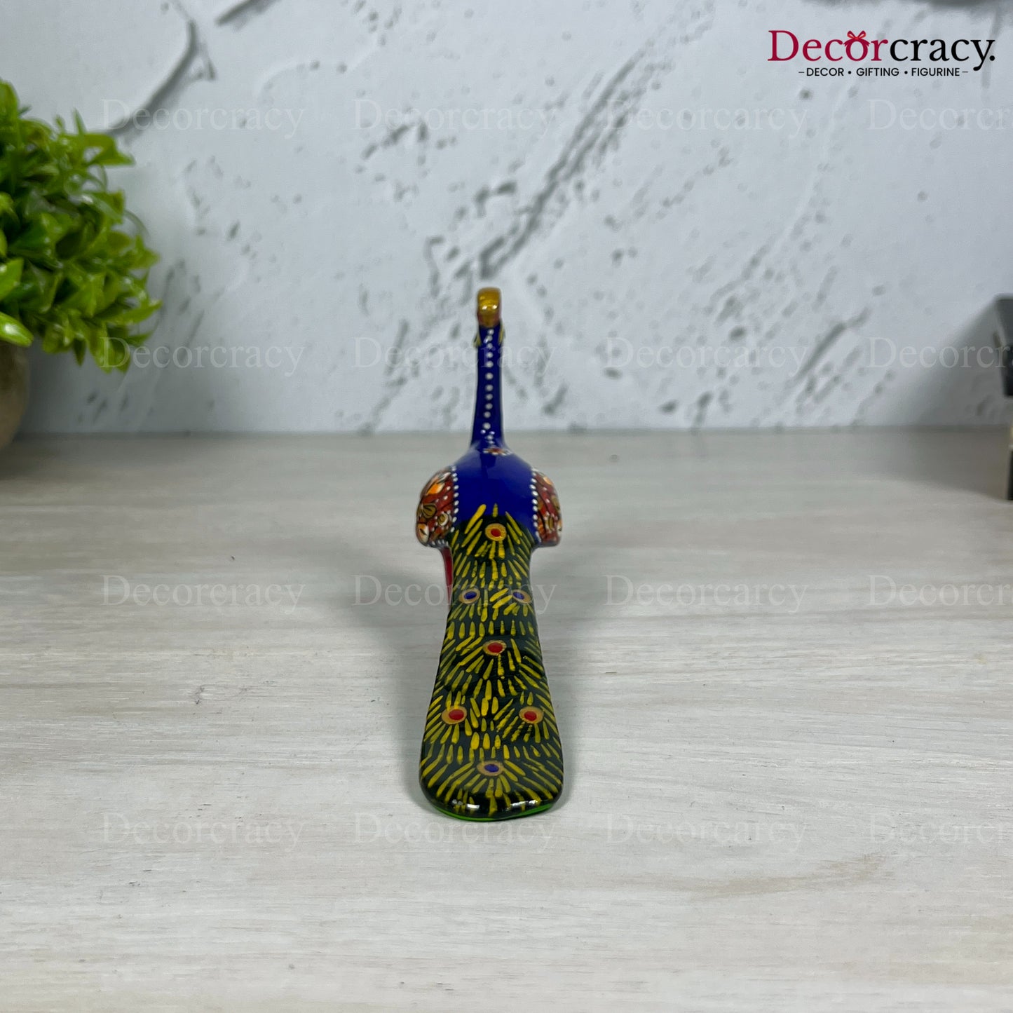 Peacock 1Pc Metal Meenakari Art Hand Painted Animal Set Blue/Multi Small