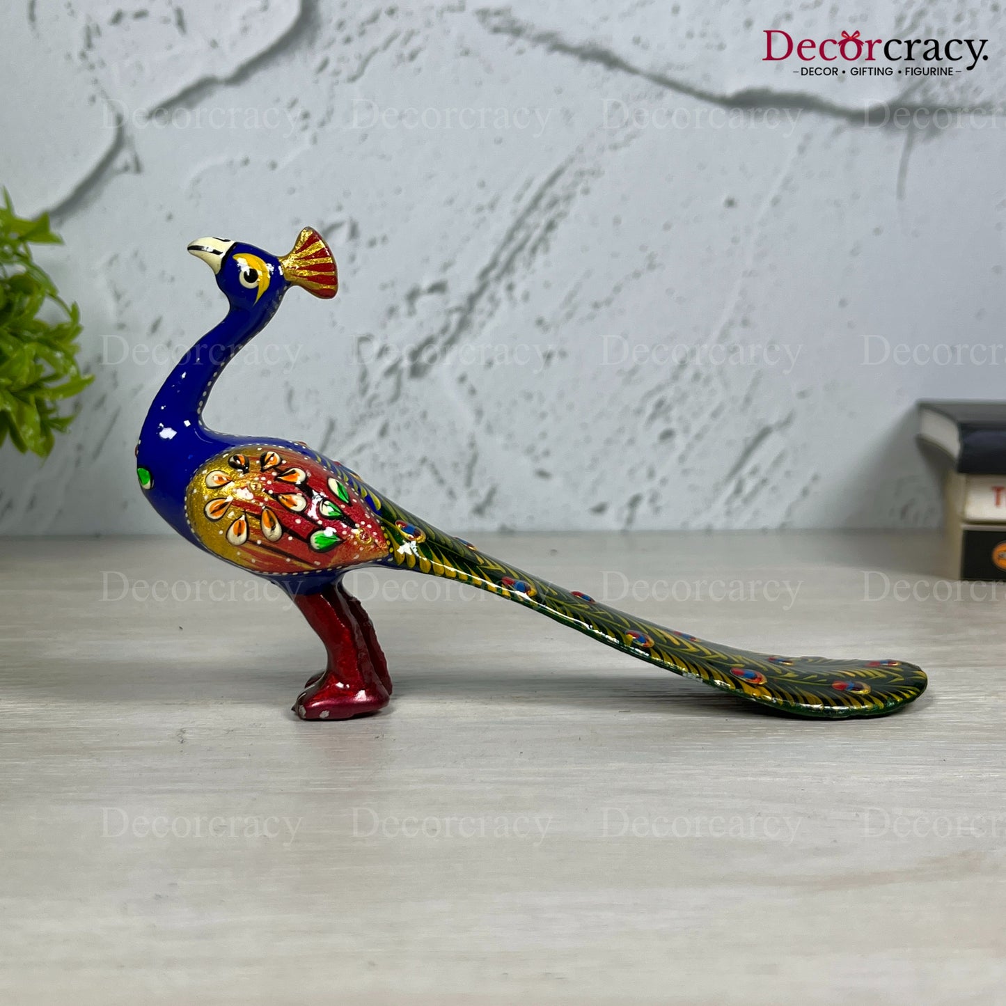 Peacock 1Pc Metal Meenakari Art Hand Painted Animal Set Blue/Multi Medium
