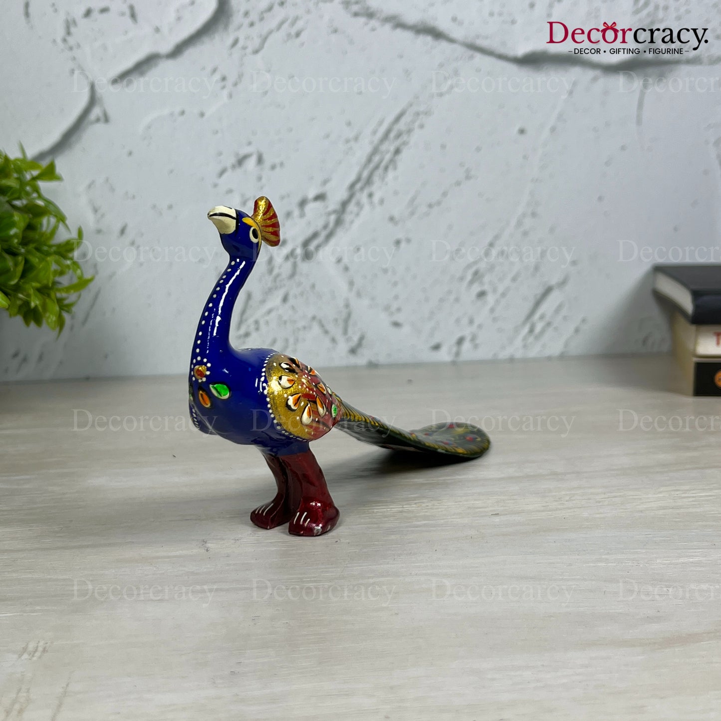 Peacock 1Pc Metal Meenakari Art Hand Painted Animal Set Blue/Multi Medium