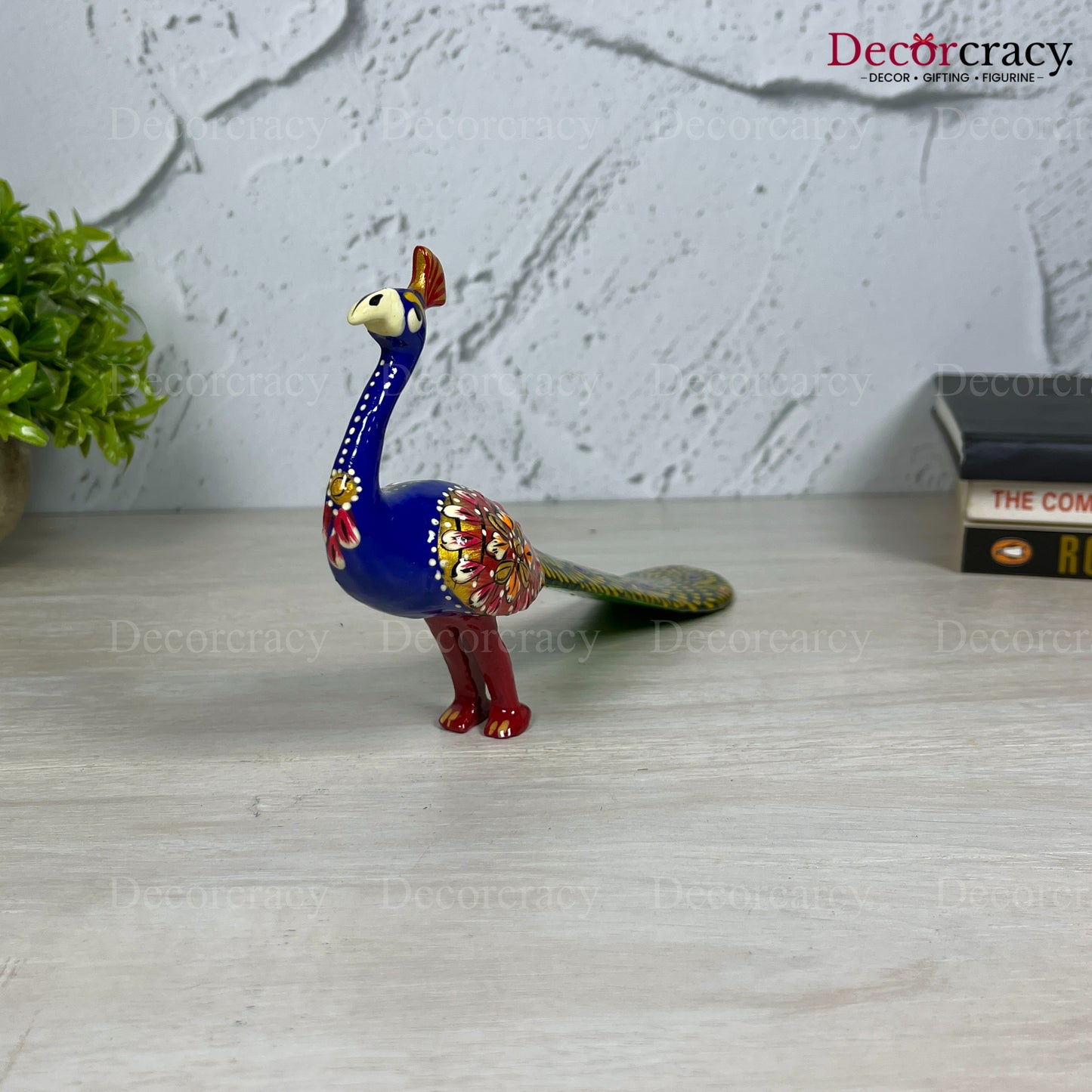 Peacock 1Pc Metal Meenakari Art Hand Painted Animal Set Blue/Multi Large