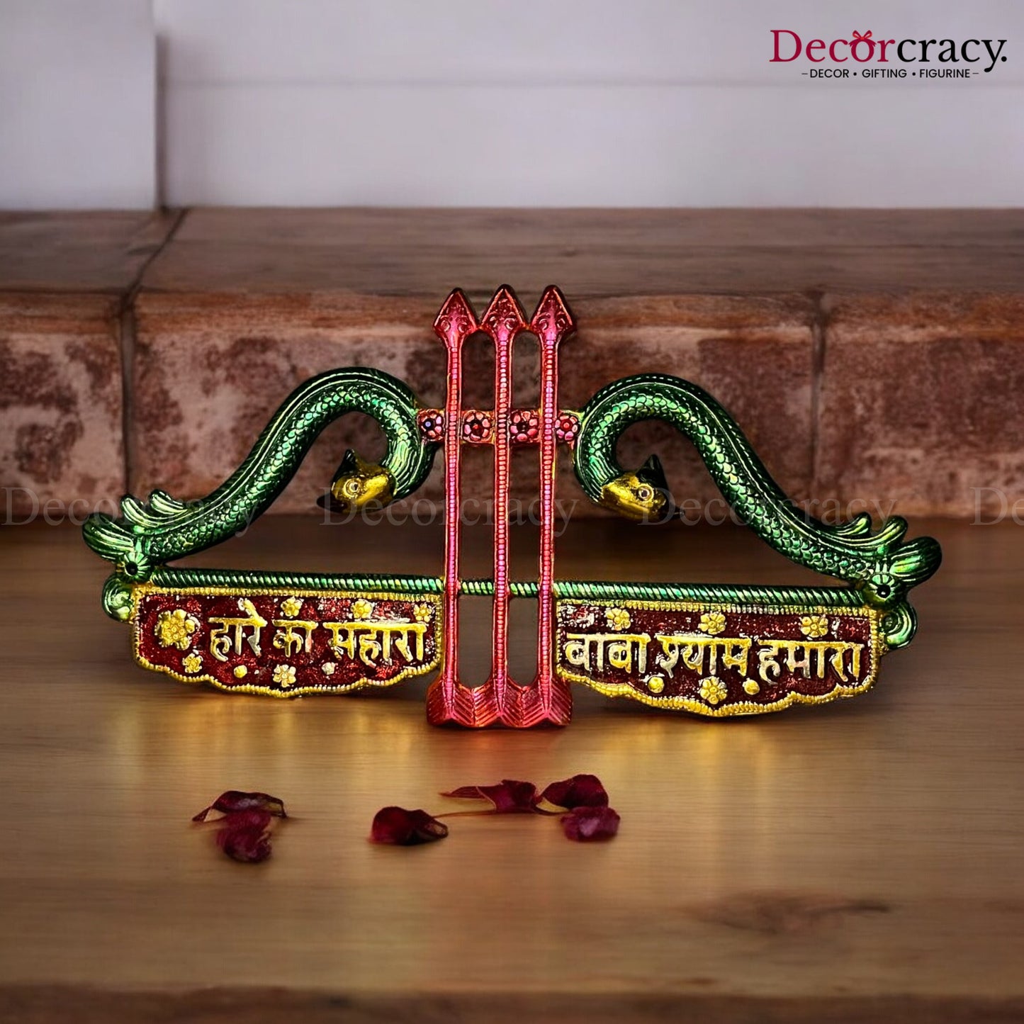 Shree Khatu Shyam 3 Baan Nishan Wall Hanging Metal golden