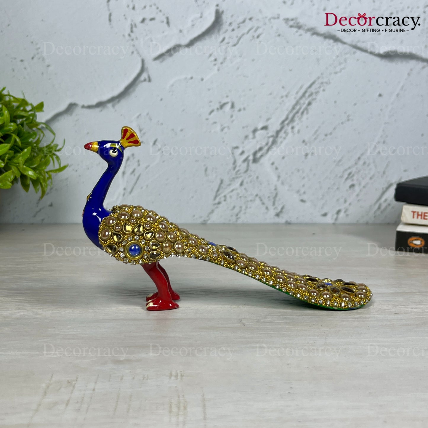 Peacock Stone 1Pc Metal Meenakari Art Hand Painted Animal Set Blue/Multi Medium