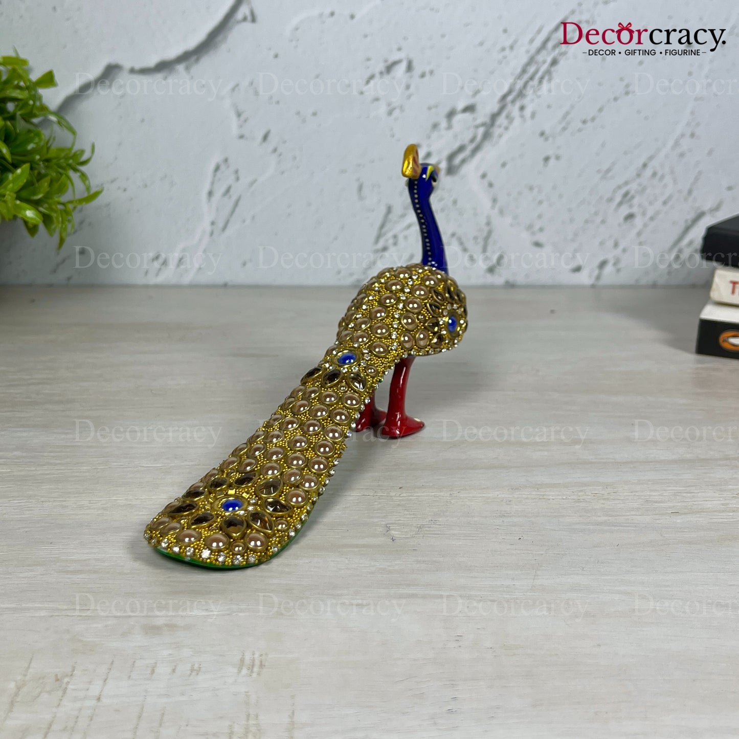 Peacock Stone 1Pc Metal Meenakari Art Hand Painted Animal Set Blue/Multi Medium