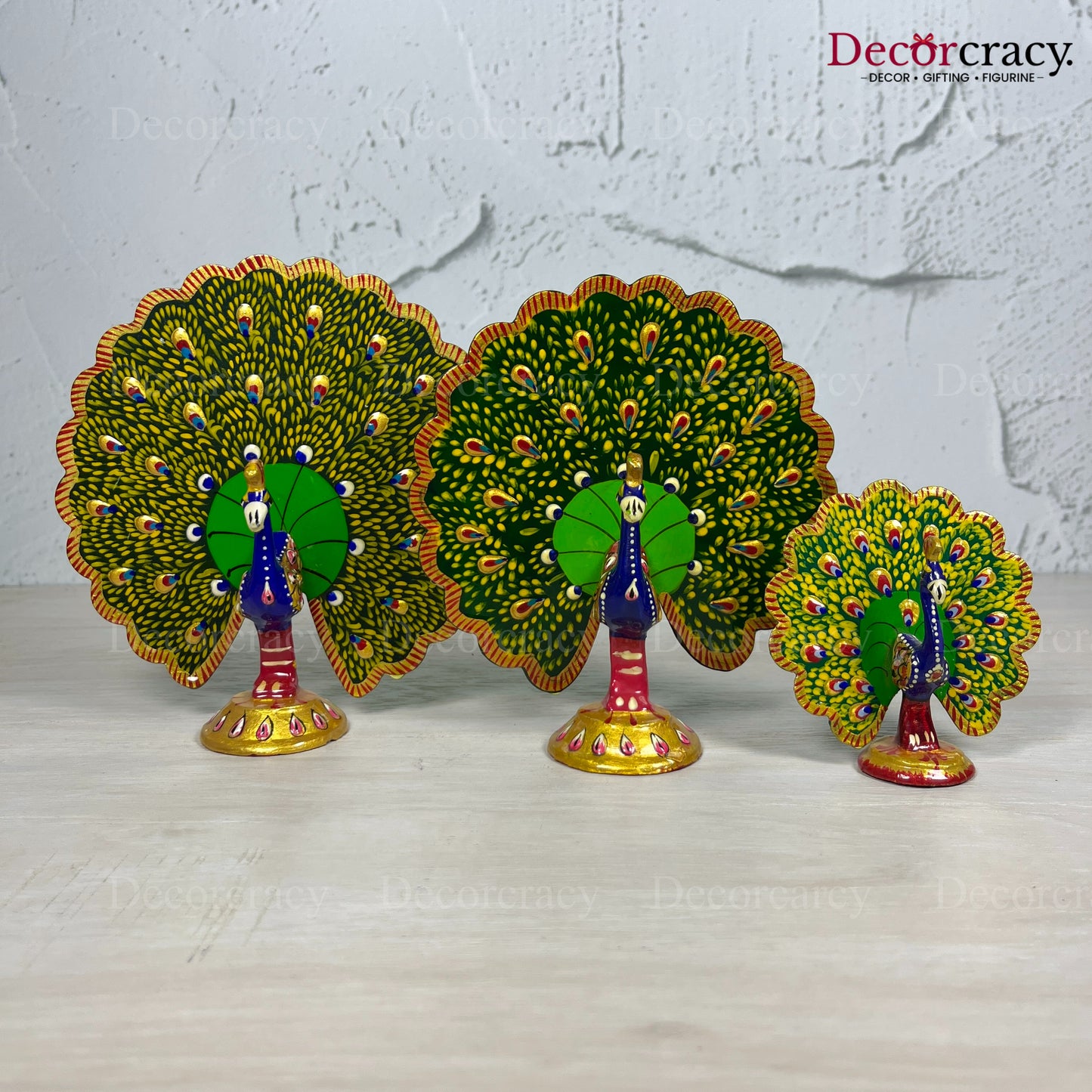 Peacock openPc Metal Meenakari Art Hand Painted Animal Set Multicolor