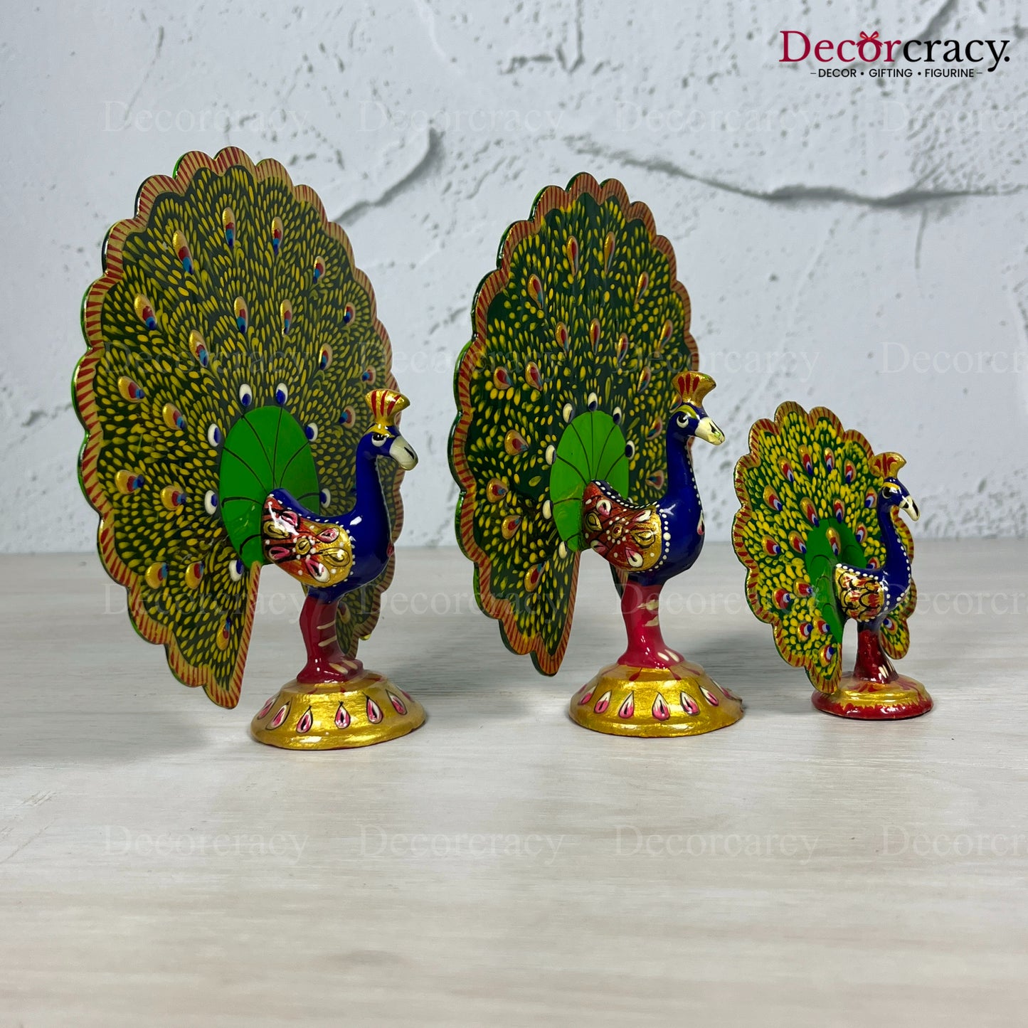 Peacock openPc Metal Meenakari Art Hand Painted Animal Set Multicolor