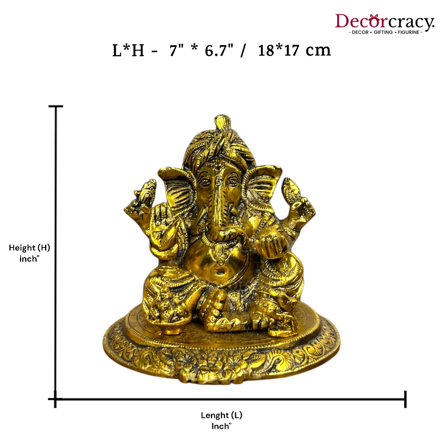 Shree Ganesh Pagdi Idol Metal golden
