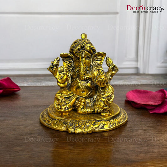 Shree Ganesh Pagdi Idol Metal golden