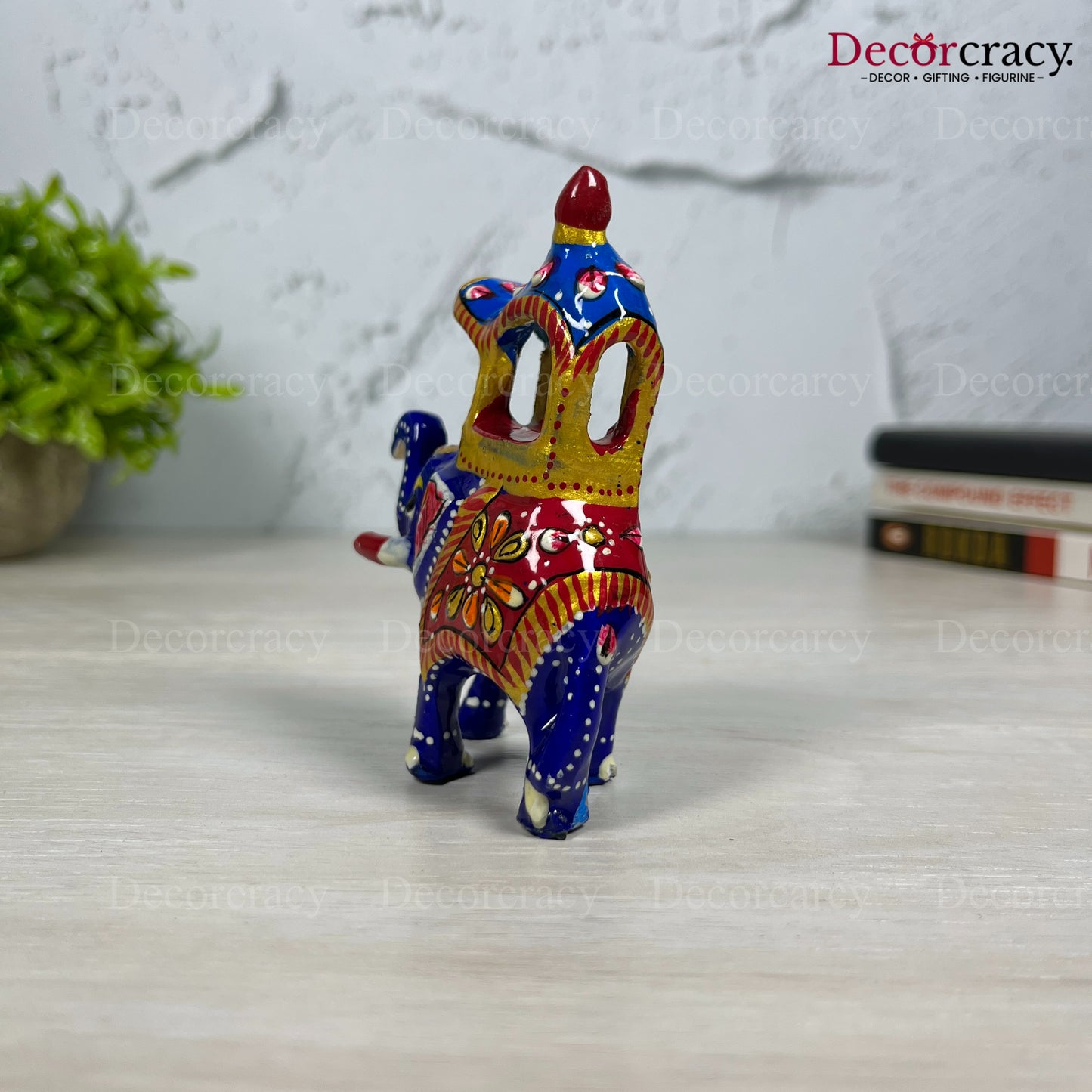 Elephant Ambabari 1Pc Metal Meenakari Art Hand Painted Animal Set Blue/Multi Small