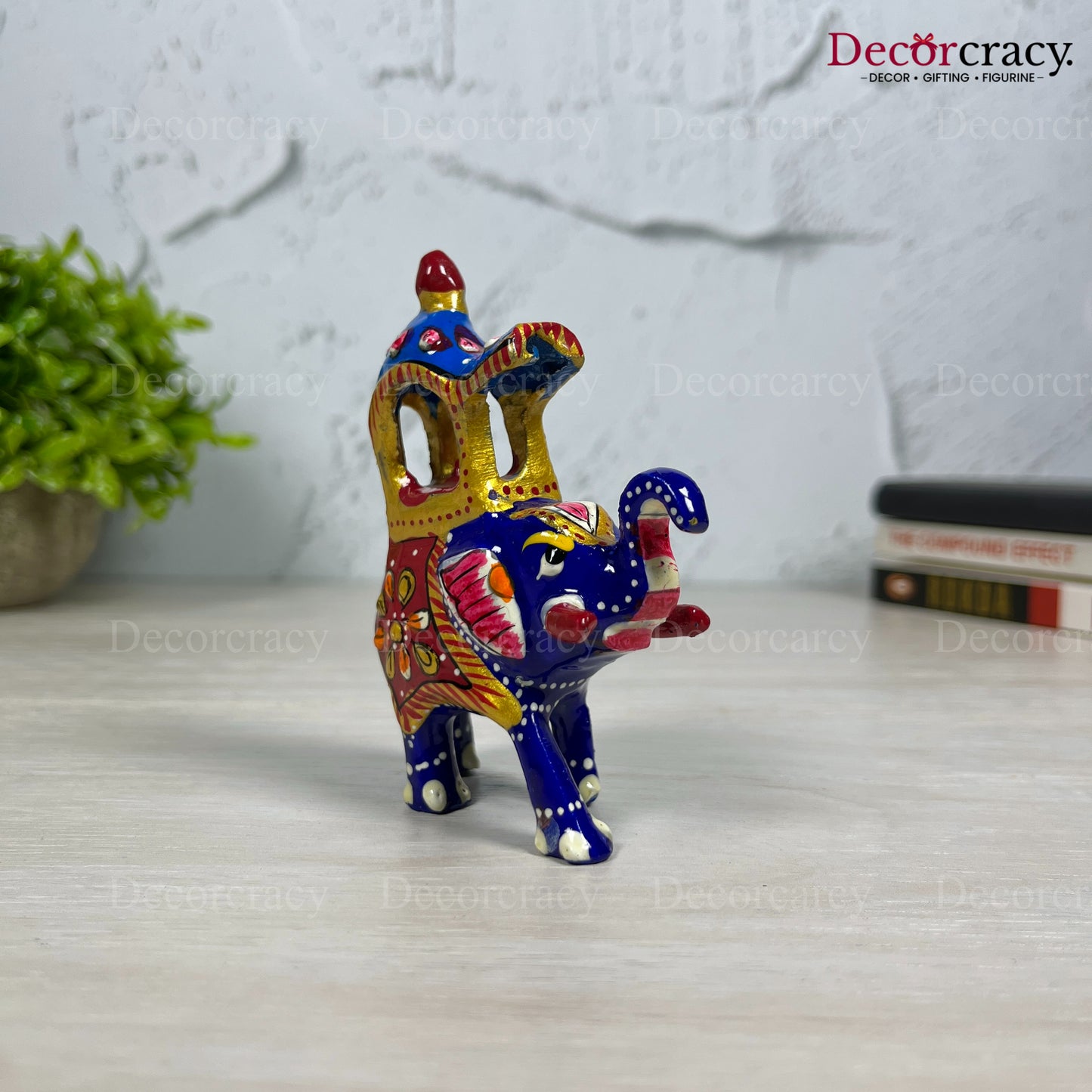 Elephant Ambabari 1Pc Metal Meenakari Art Hand Painted Animal Set Blue/Multi Small