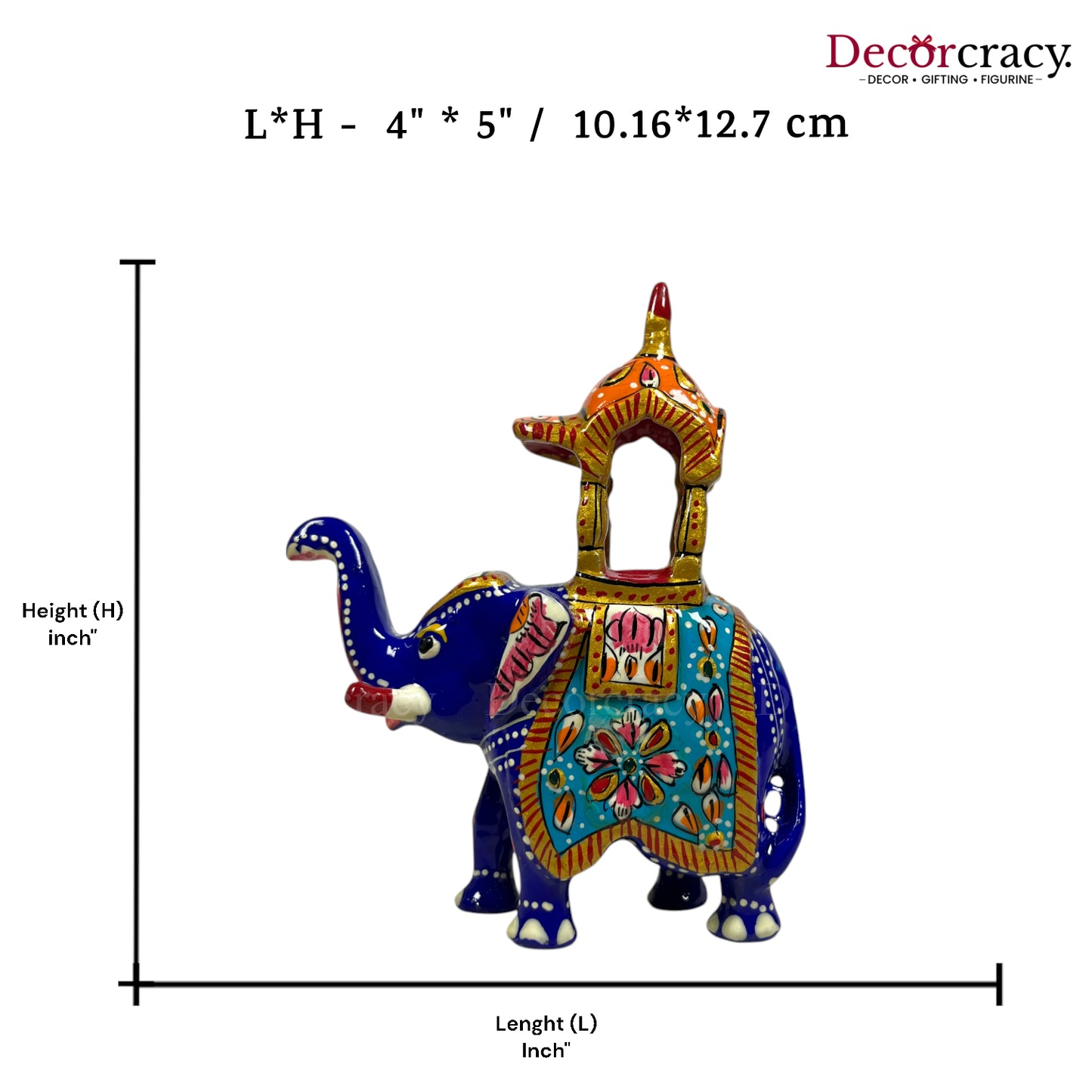 Elephant Ambabari 1Pc Metal Meenakari Art Hand Painted Animal Set Blue/Multi Medium