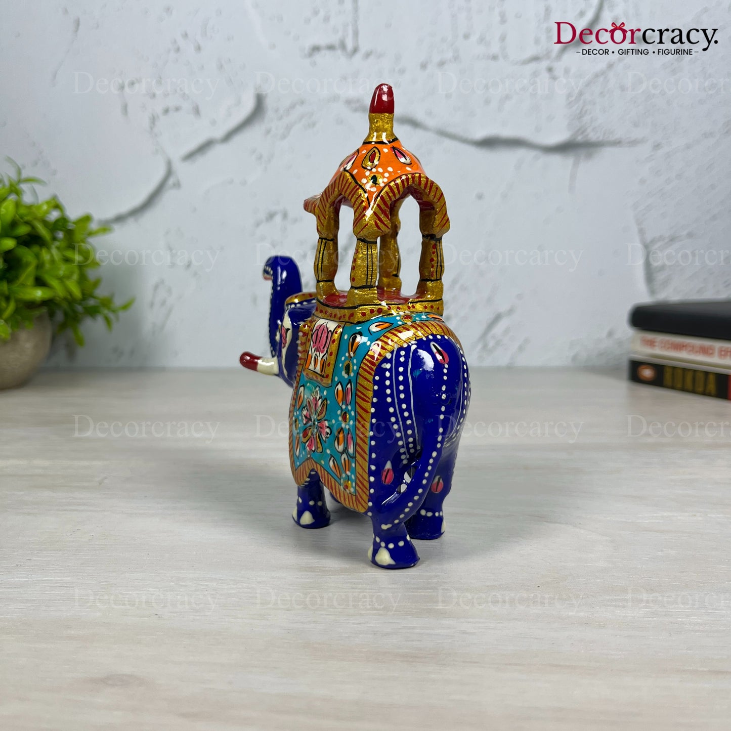 Elephant Ambabari 1Pc Metal Meenakari Art Hand Painted Animal Set Blue/Multi Medium