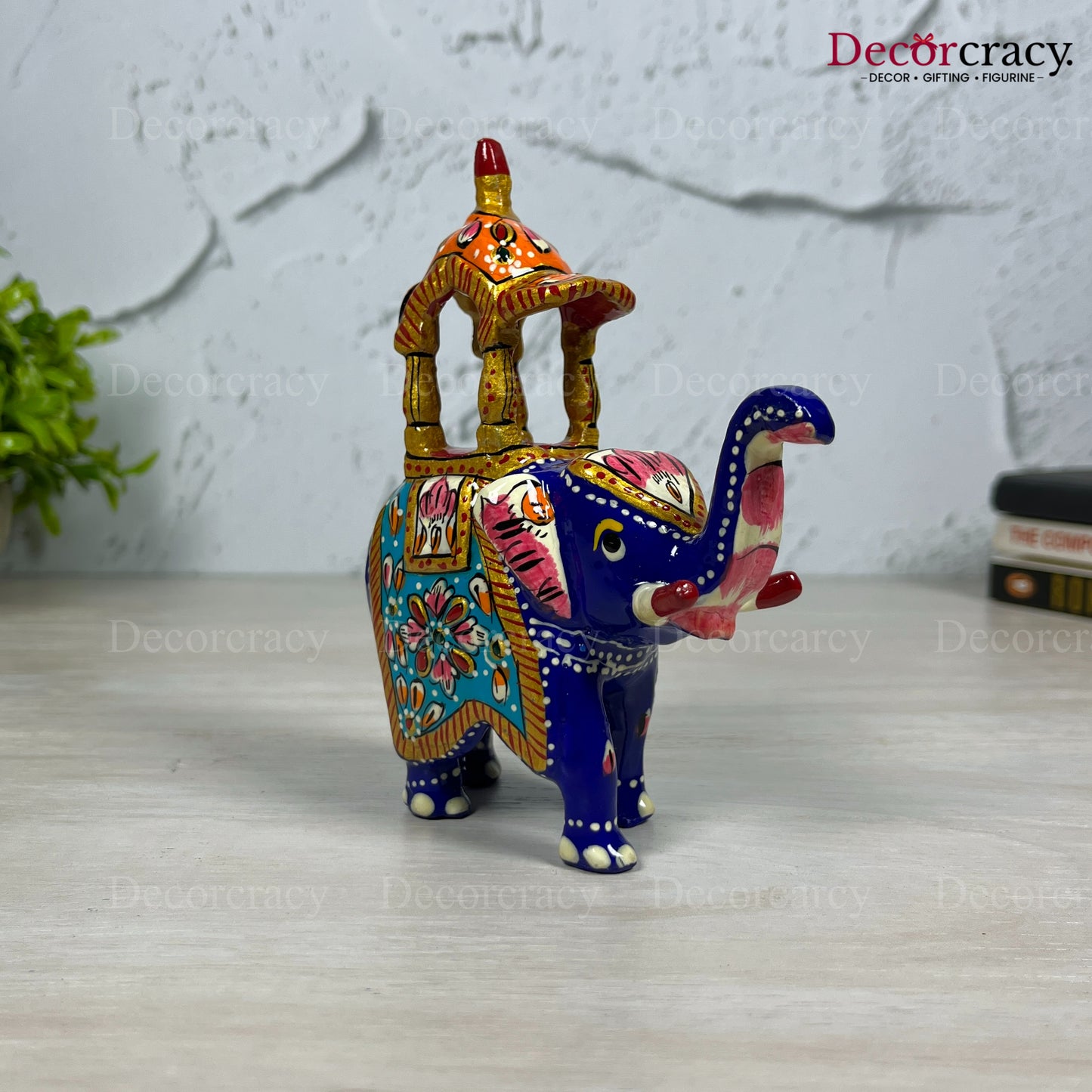 Elephant Ambabari 1Pc Metal Meenakari Art Hand Painted Animal Set Blue/Multi Medium