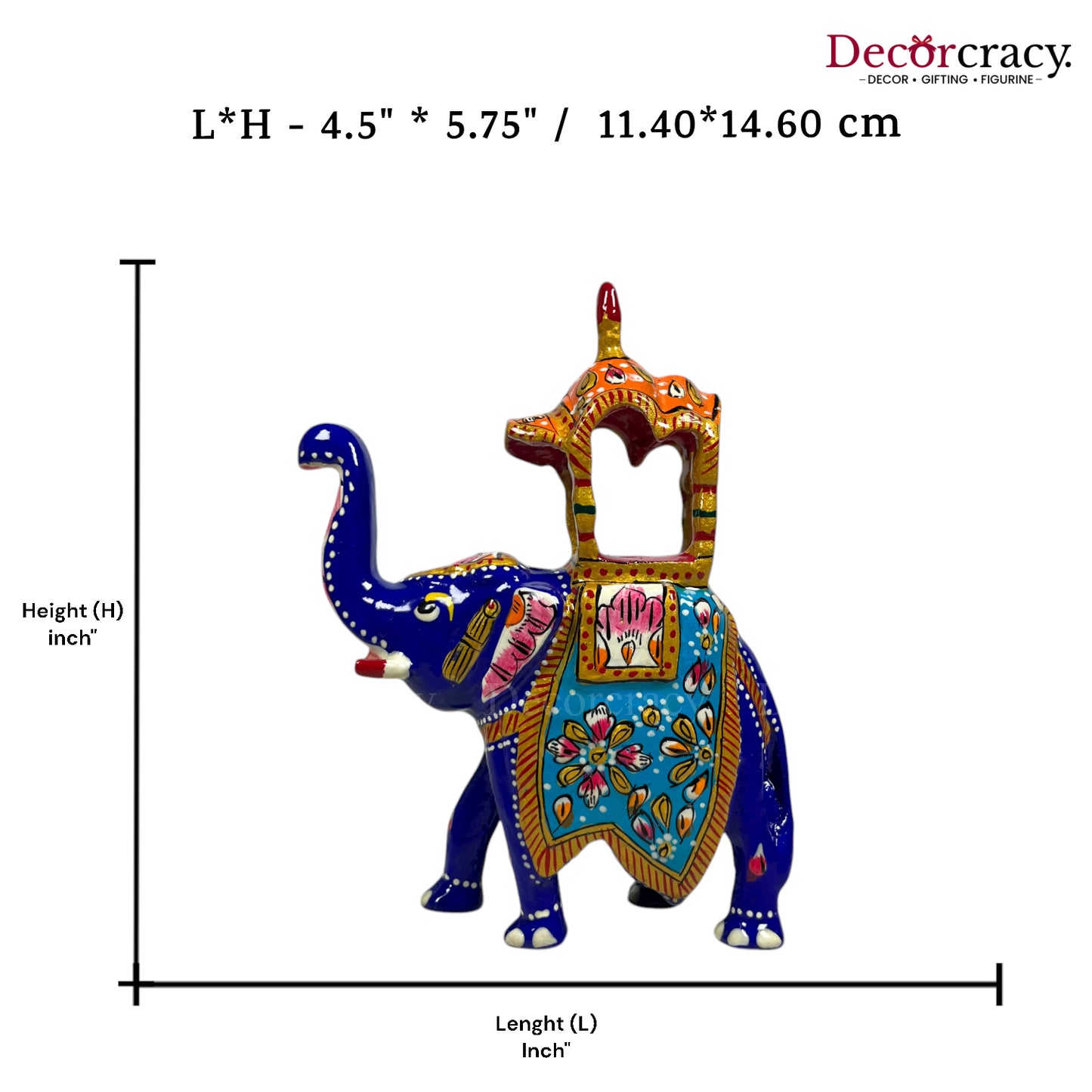 Elephant Ambabari 1Pc Metal Meenakari Art Hand Painted Animal Set Blue/Multi Big