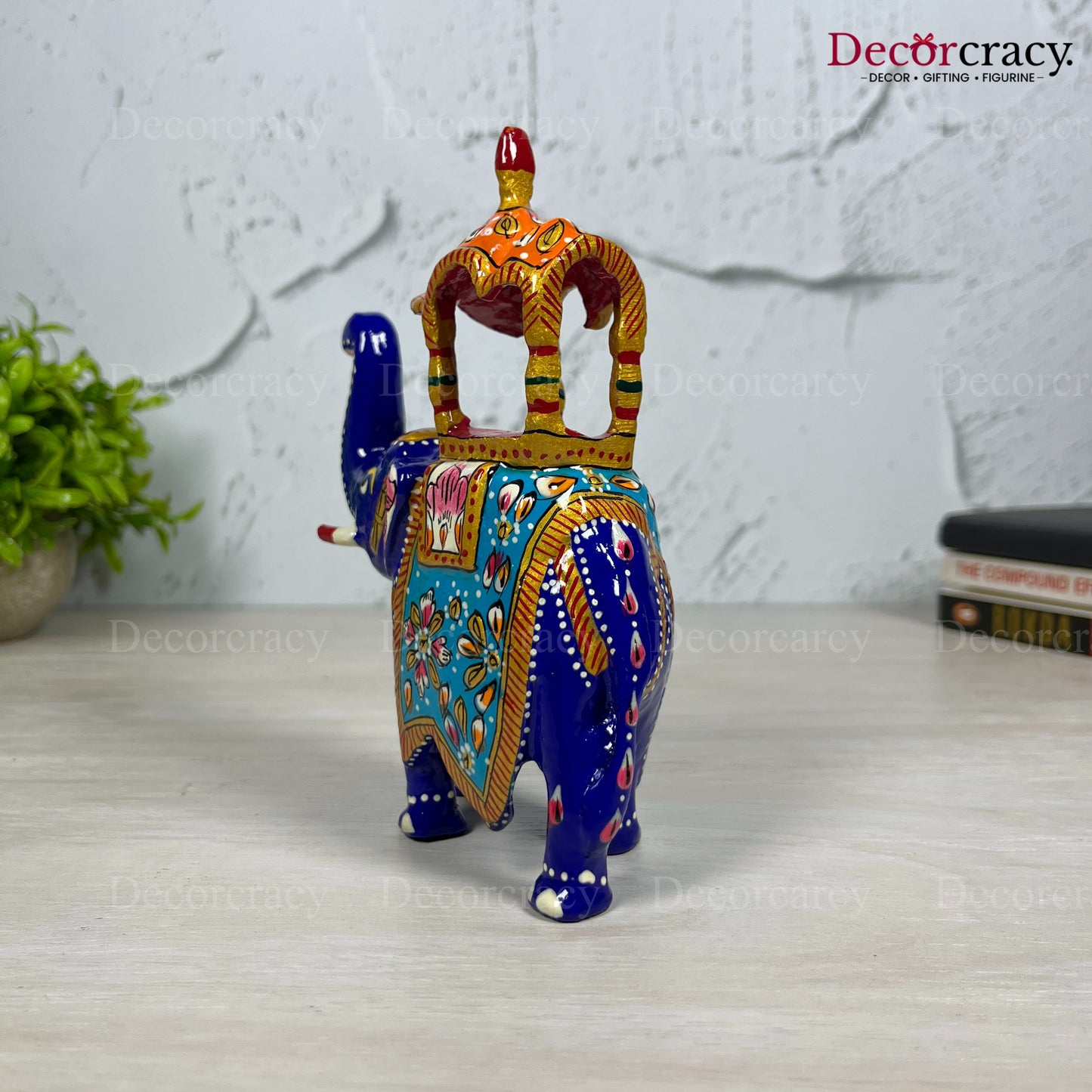 Elephant Ambabari 1Pc Metal Meenakari Art Hand Painted Animal Set Blue/Multi Big