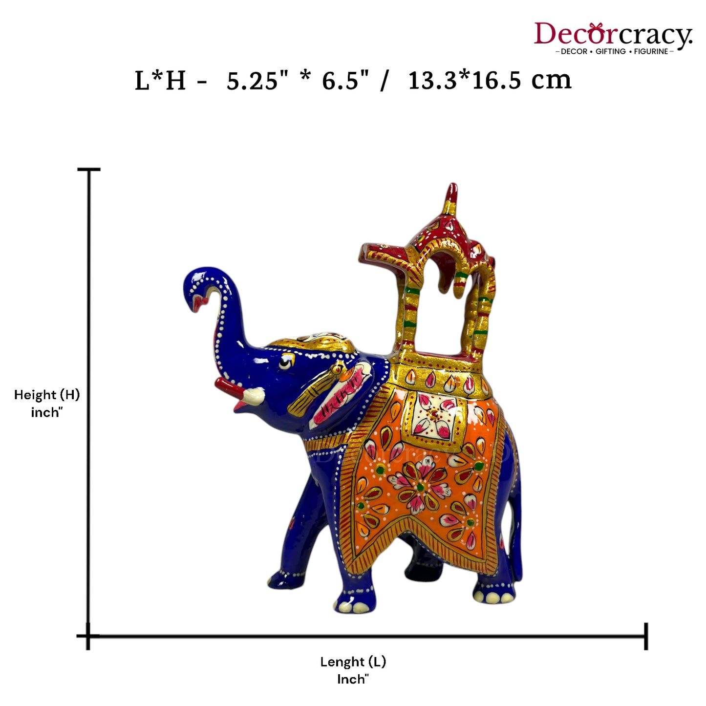 Elephant Ambabari 1Pc Metal Meenakari Art Hand Painted Animal Set Blue/Multi Large