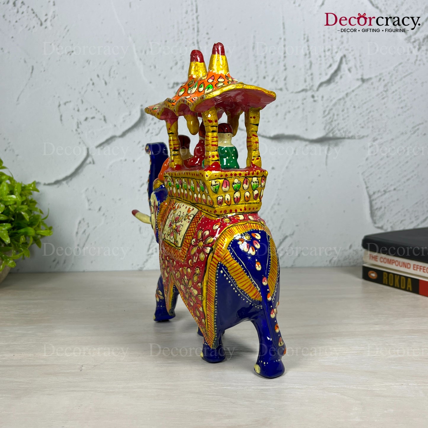 Elephant Ambabari 1Pc Metal Meenakari Art Hand Painted Animal Set Blue/Multi Jumbo