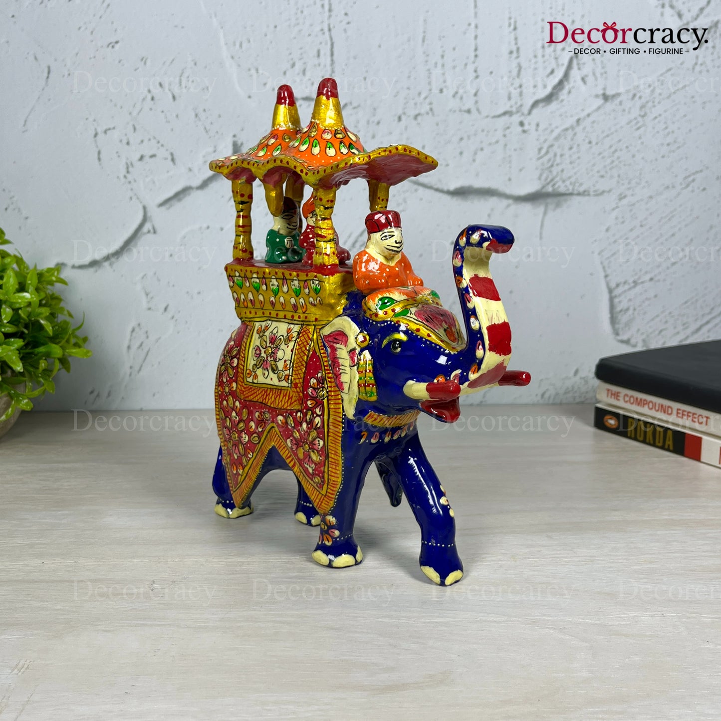 Elephant Ambabari 1Pc Metal Meenakari Art Hand Painted Animal Set Blue/Multi Jumbo