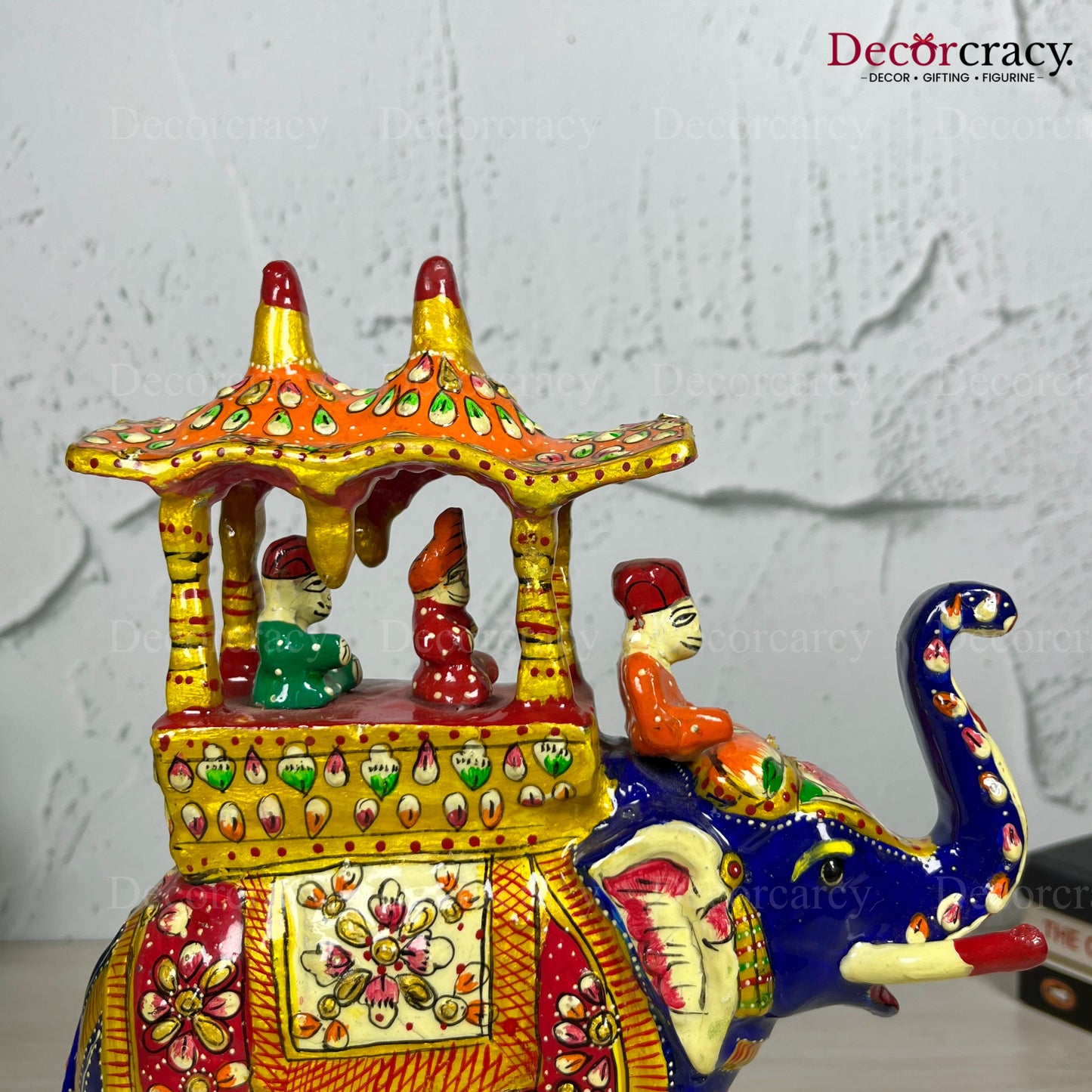 Elephant Ambabari 1Pc Metal Meenakari Art Hand Painted Animal Set Blue/Multi Jumbo