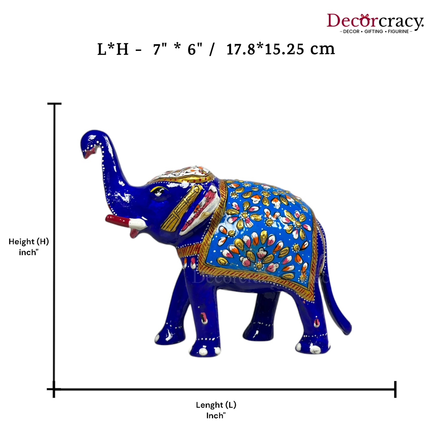 Elephant 1Pc Metal Meenakari Art Hand Painted Animal Set Blue/Multi Big