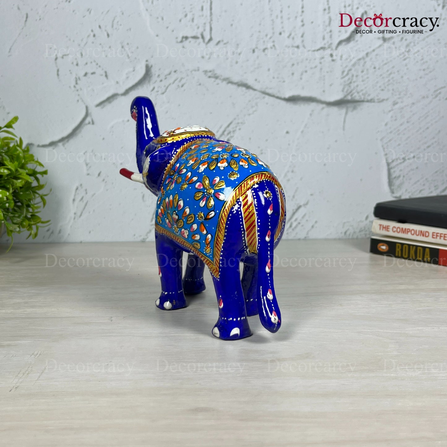 Elephant 1Pc Metal Meenakari Art Hand Painted Animal Set Blue/Multi Big