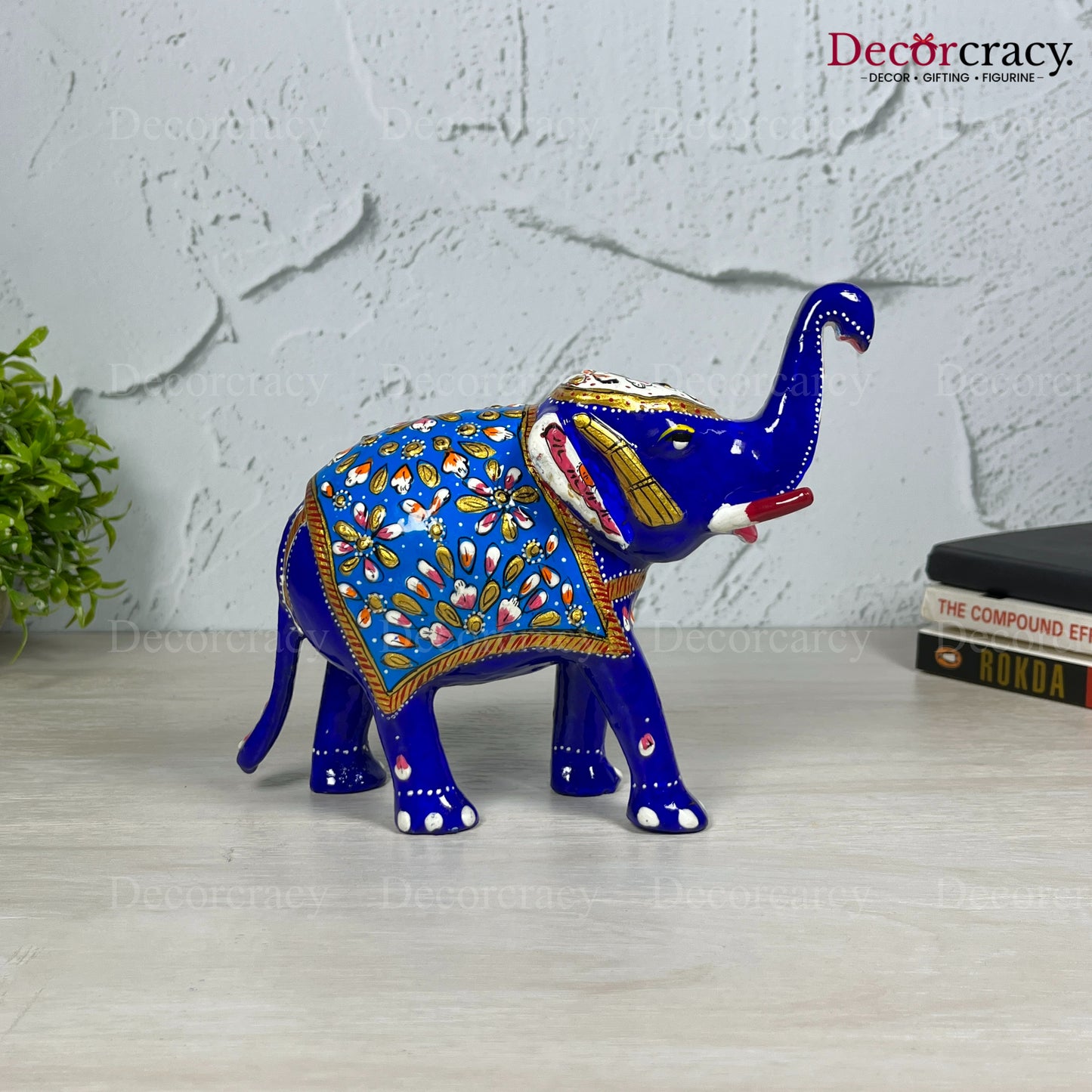 Elephant 1Pc Metal Meenakari Art Hand Painted Animal Set Blue/Multi Big
