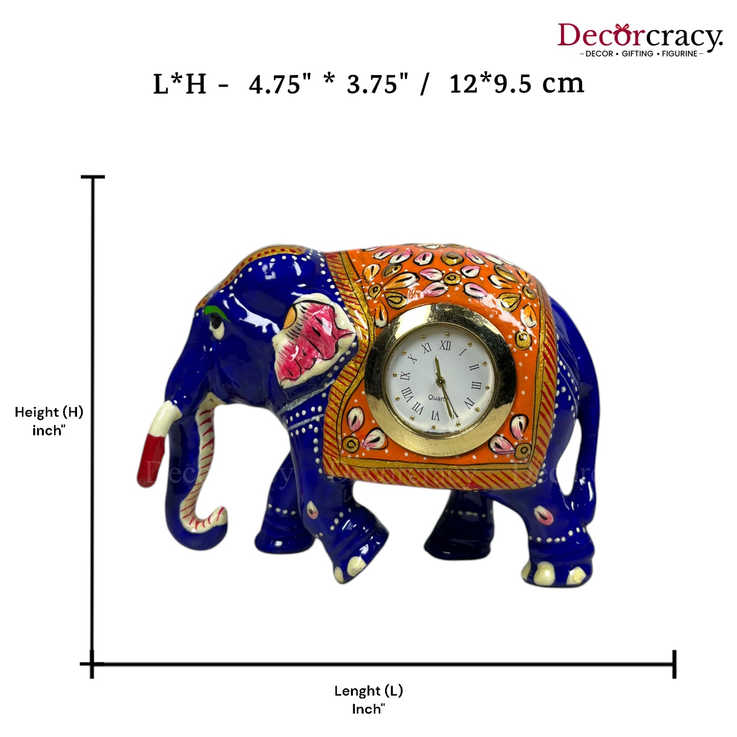 Elephant Watch 1Pc Metal Meenakari Art Hand Painted Animal Set Blue/Multi