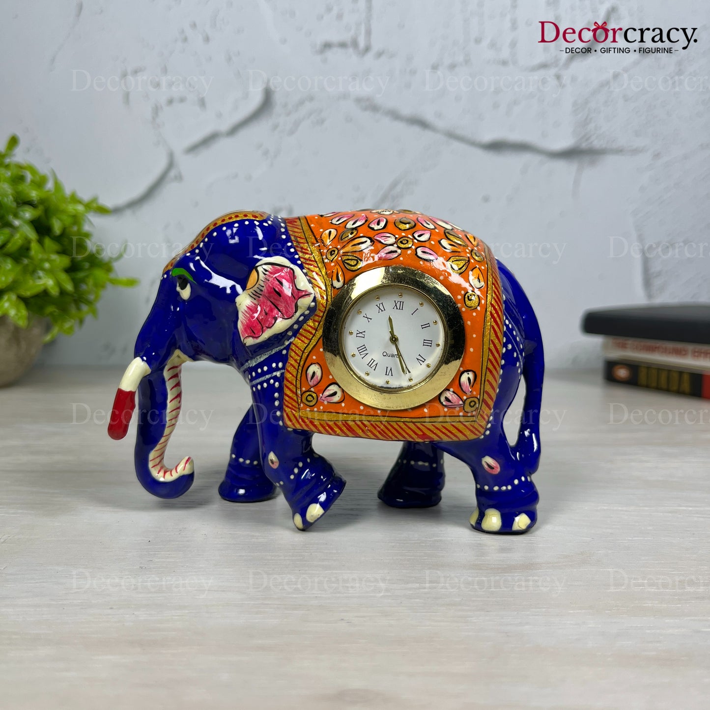 Elephant Watch 1Pc Metal Meenakari Art Hand Painted Animal Set Blue/Multi