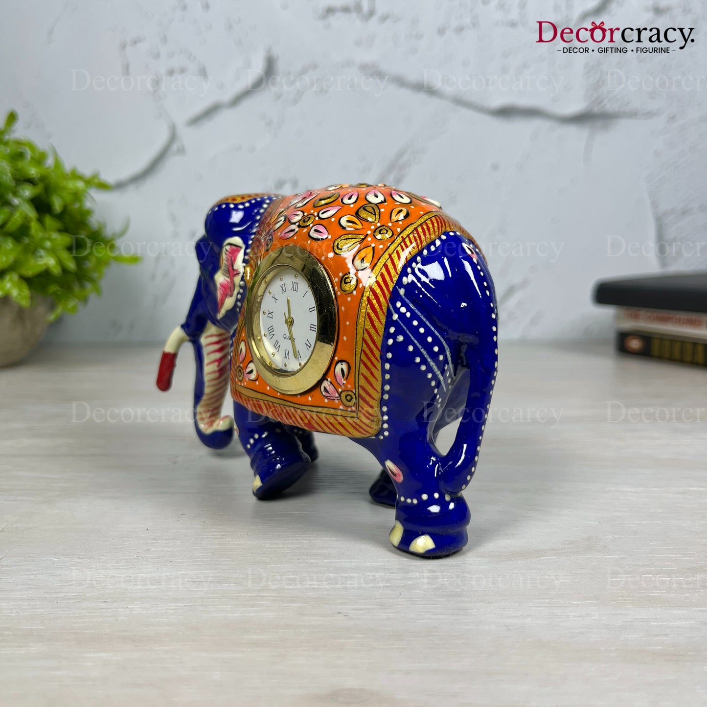 Elephant Watch 1Pc Metal Meenakari Art Hand Painted Animal Set Blue/Multi