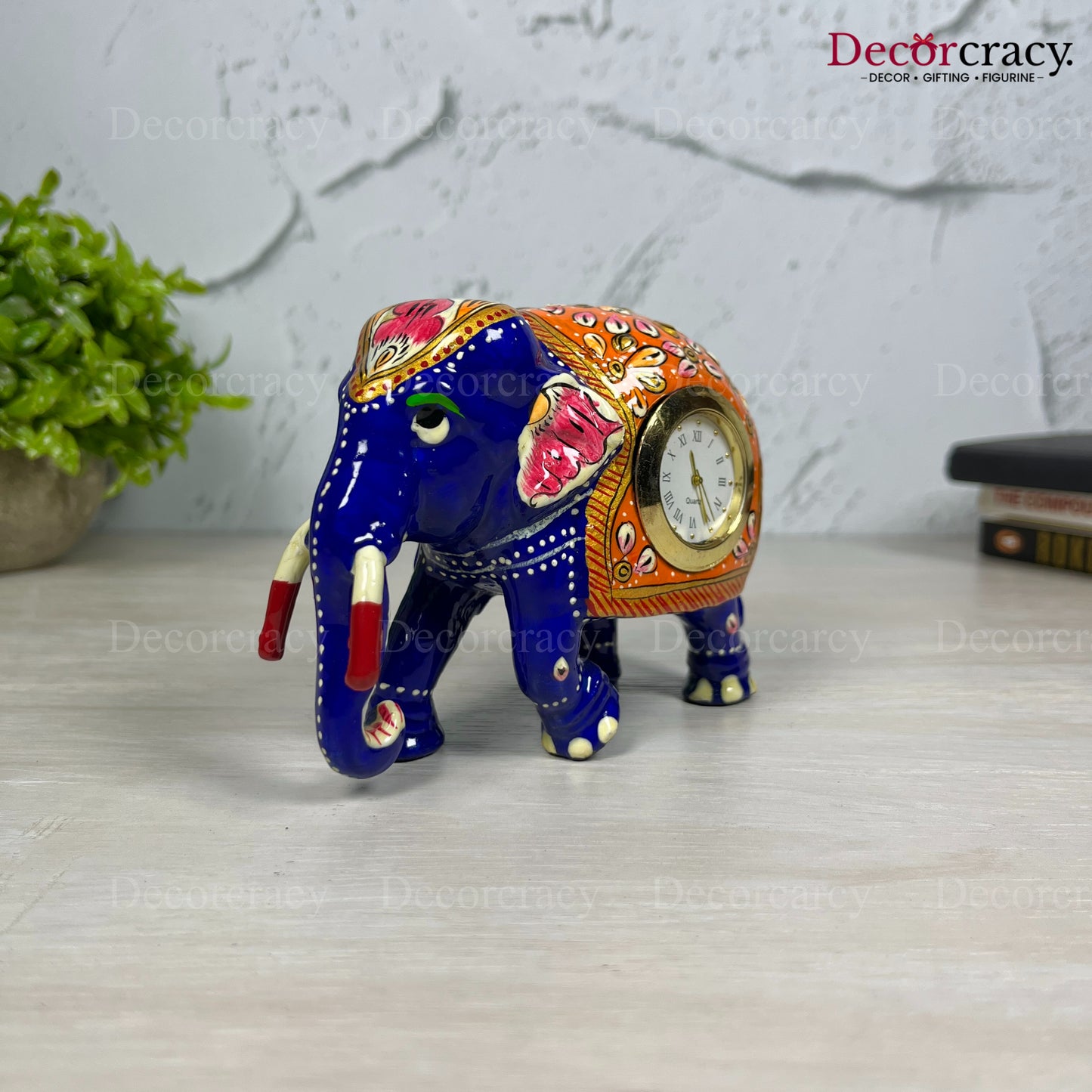 Elephant Watch 1Pc Metal Meenakari Art Hand Painted Animal Set Blue/Multi