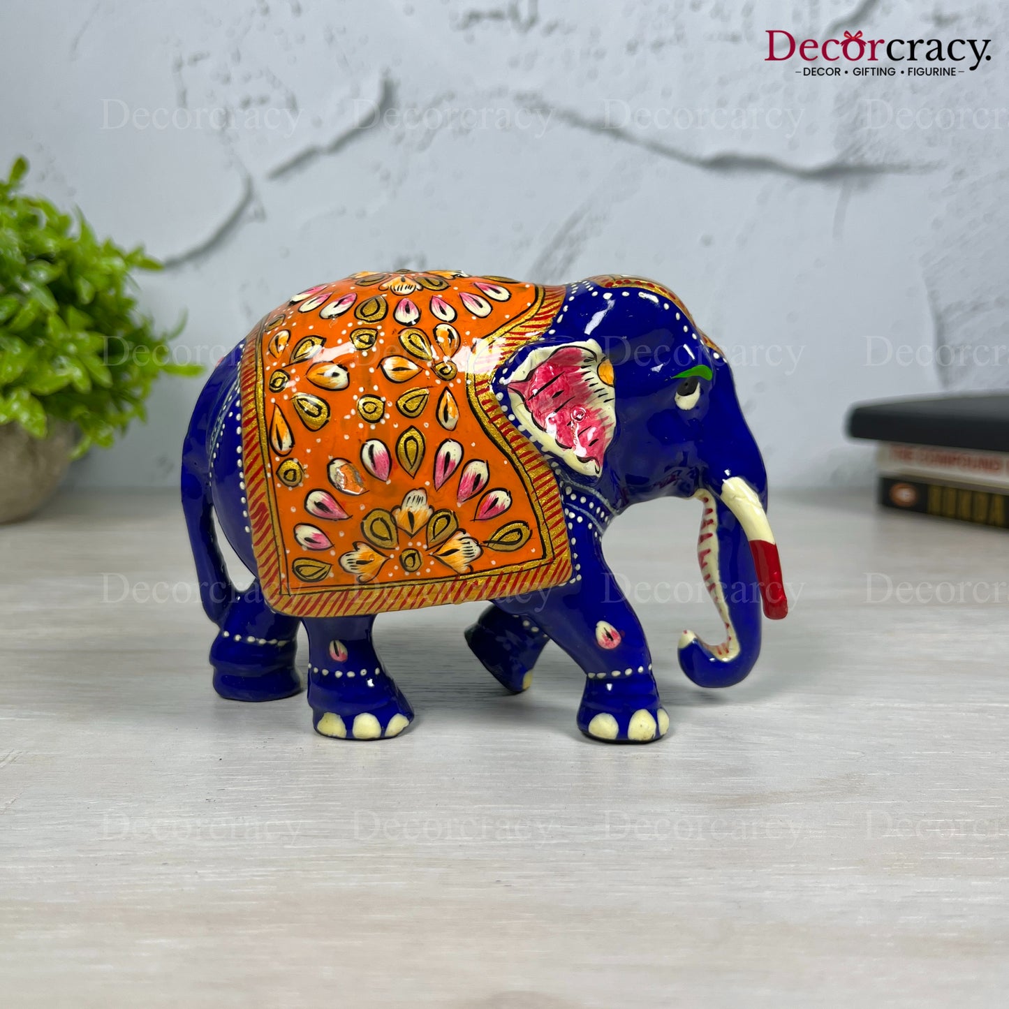 Elephant Watch 1Pc Metal Meenakari Art Hand Painted Animal Set Blue/Multi