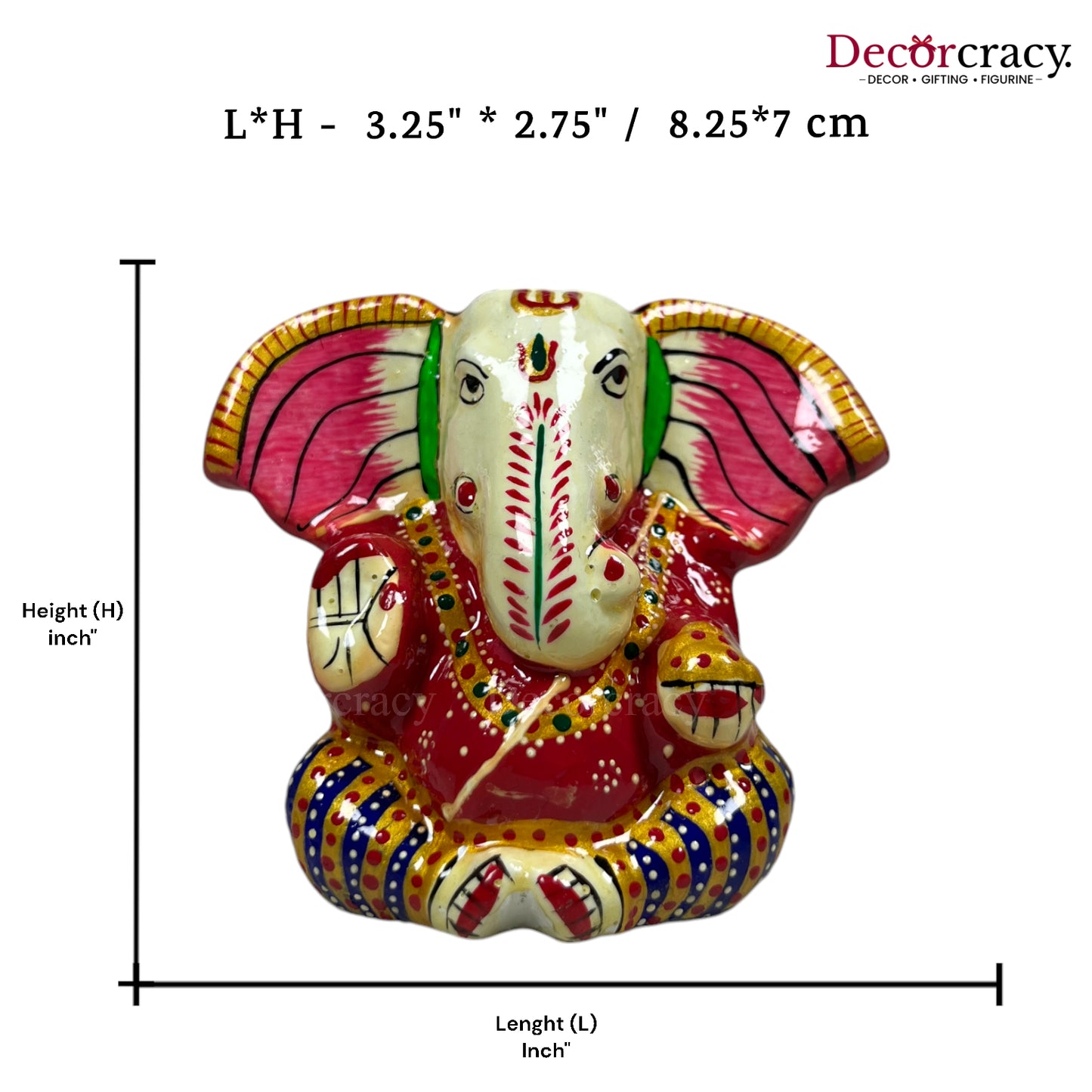 Ganesh Ear Metal Meenakari Art Hand Painted Car Dashboard Idol