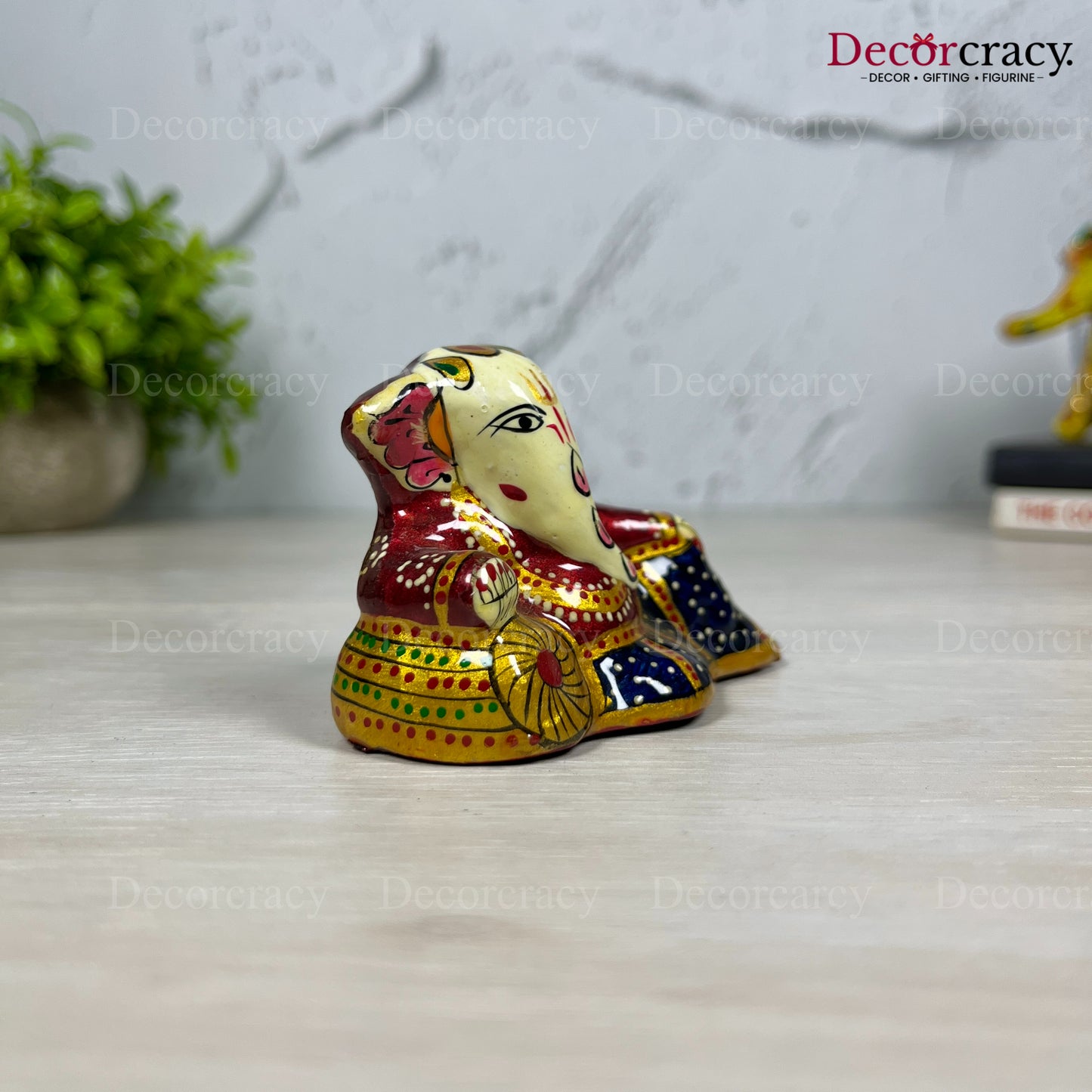 Ganesh Metal Meenakari Art Hand Painted Car Dashboard IdolD3