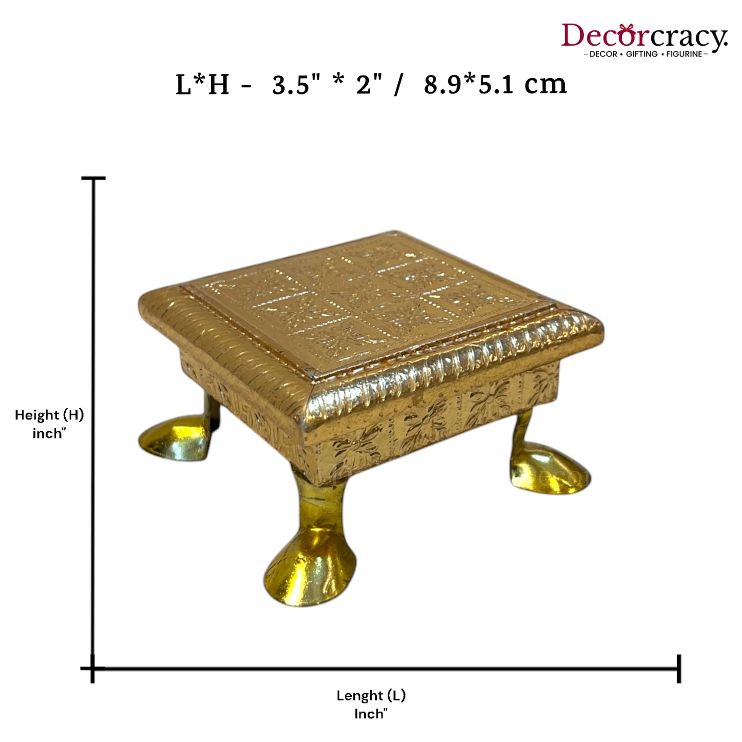 Rajwadi Chowki Patla 4" Wooden golden