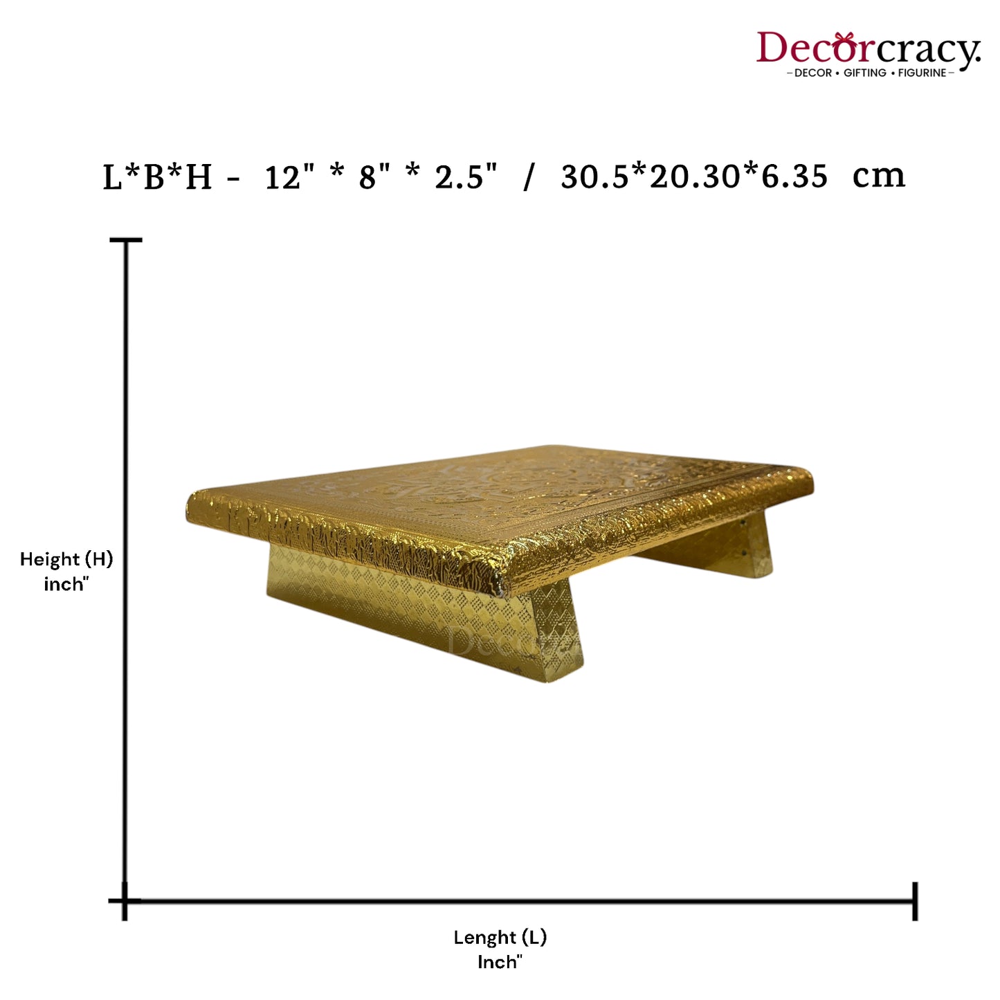 Rajwadi Patla Chowki for Pooja 8*12" Wooden Golden