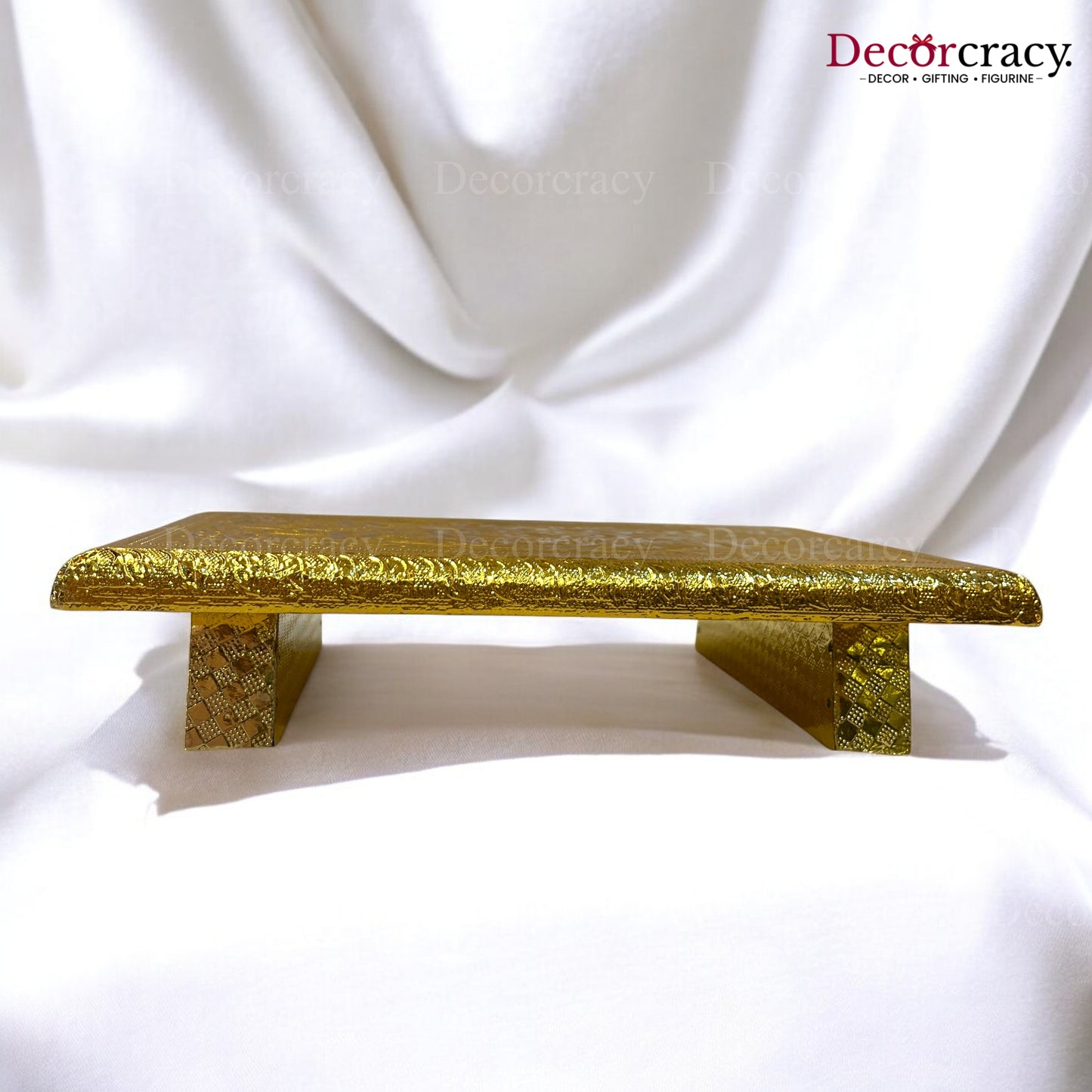 Rajwadi Patla Chowki for Pooja 8*12" Wooden Golden