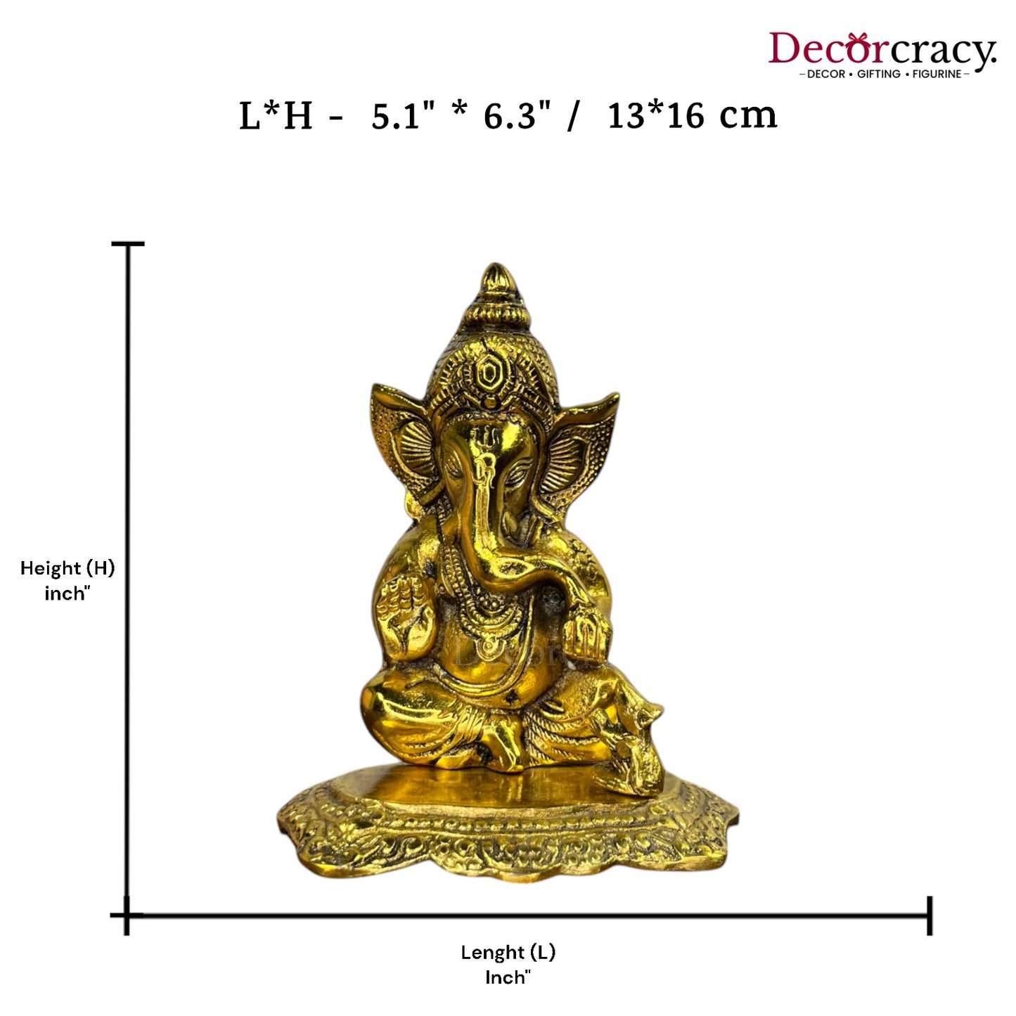Shree Ganesh Idol Mooshak Metal golden