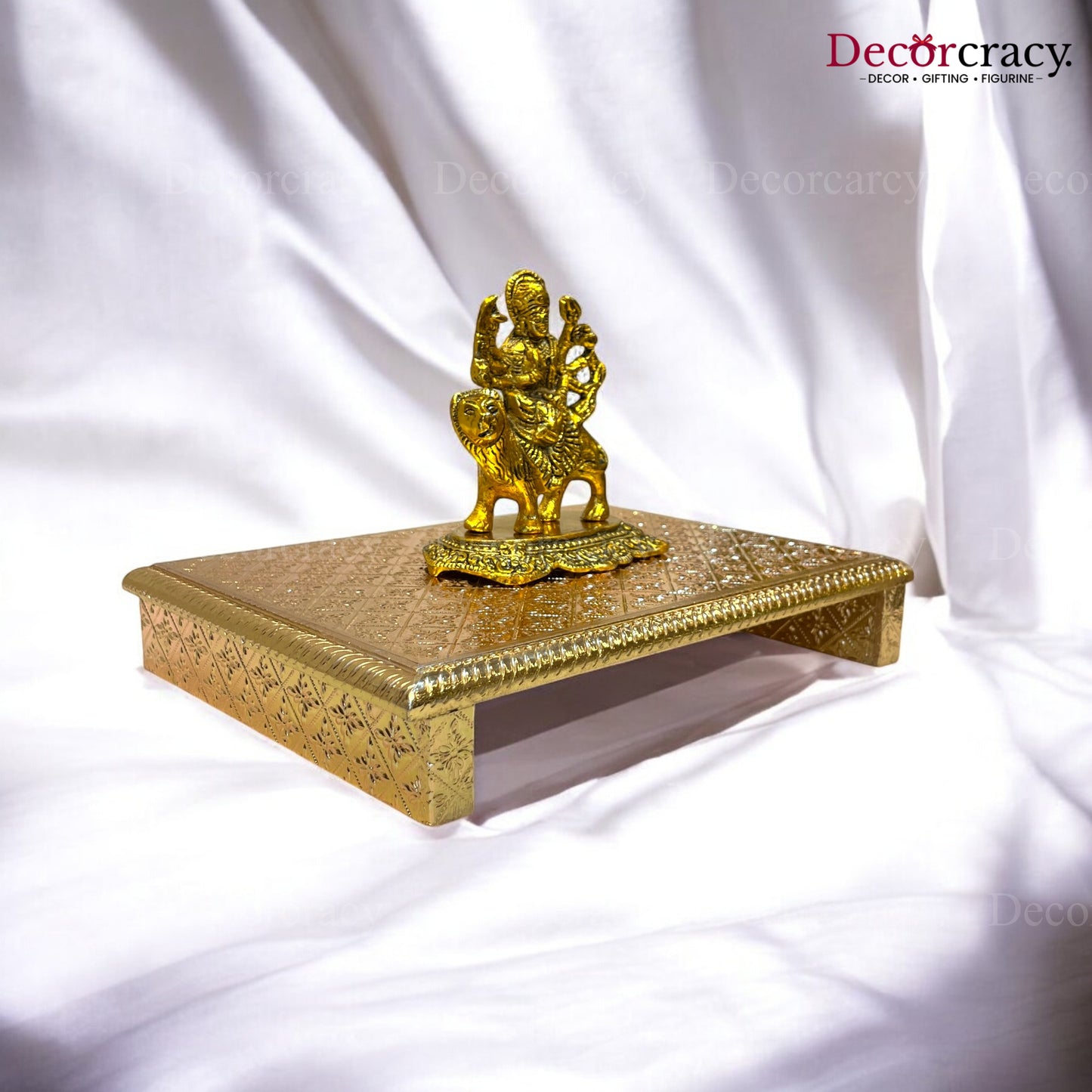 Rajwadi Patla Chowki for Pooja 8*12" Wooden Golden